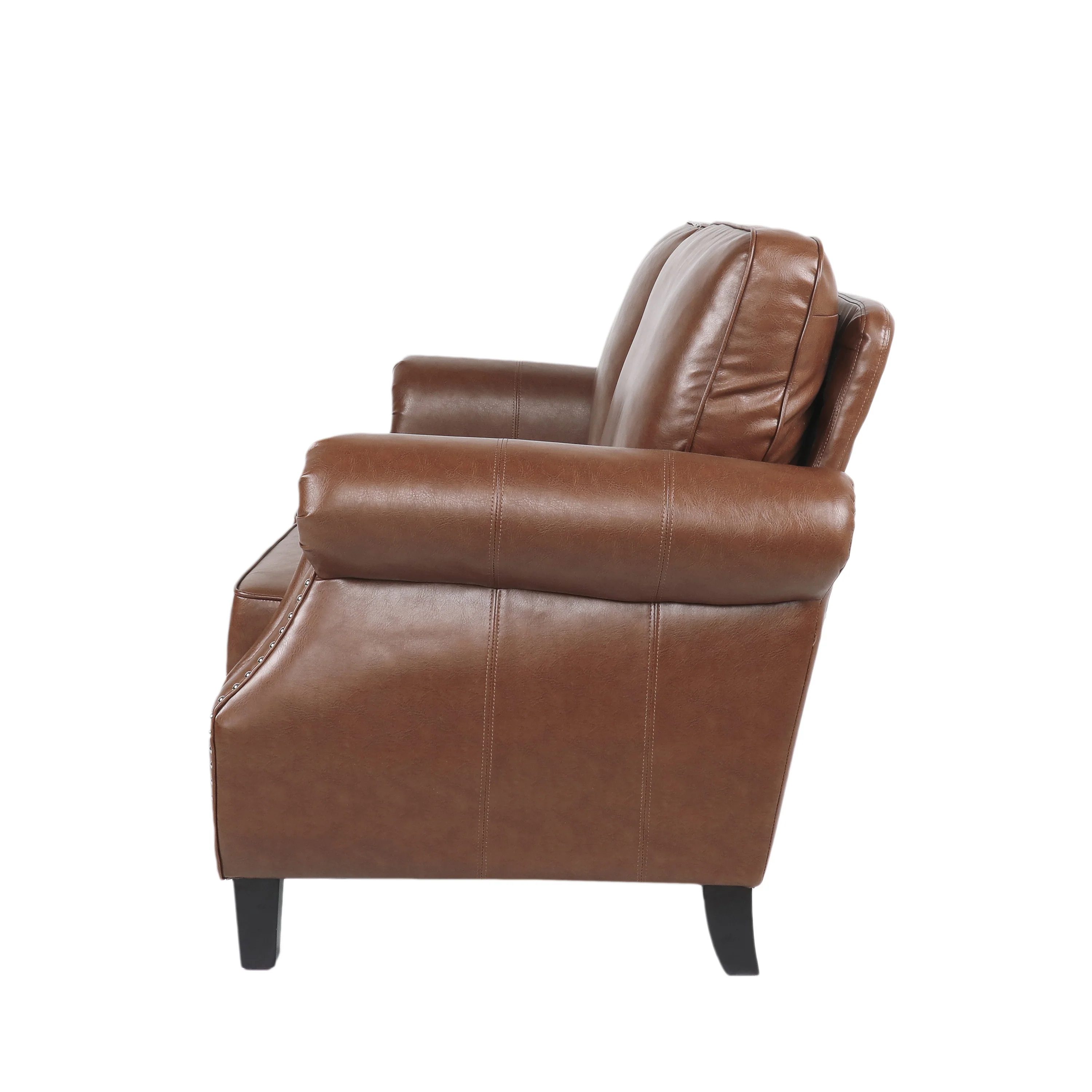 Pochelon Contemporary Faux Leather Loveseat with Nailhead Trim - furnishings