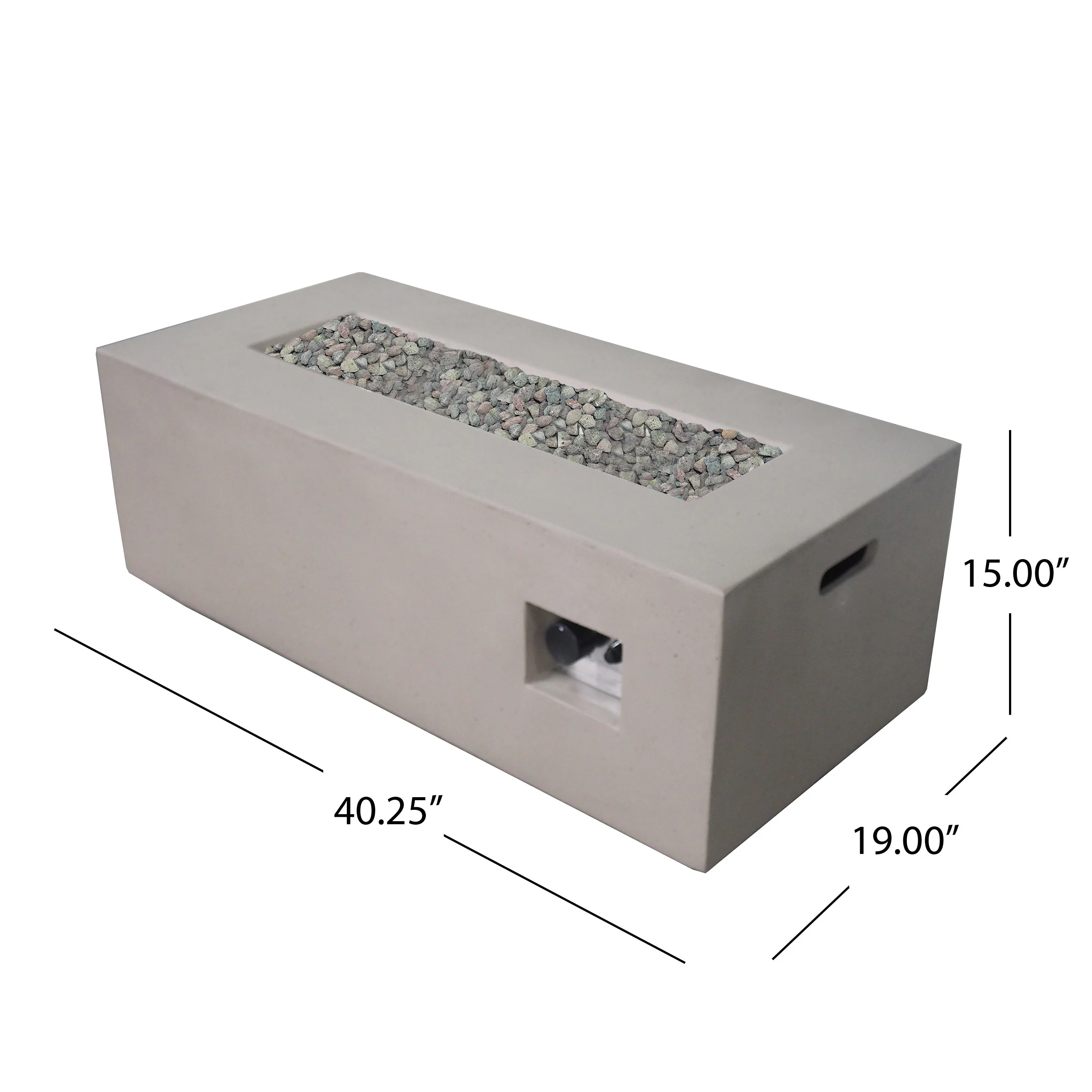 Leo Outdoor 40-inch Rectangular Light Weight Concrete Gas Burning Fire Pit - furnishings