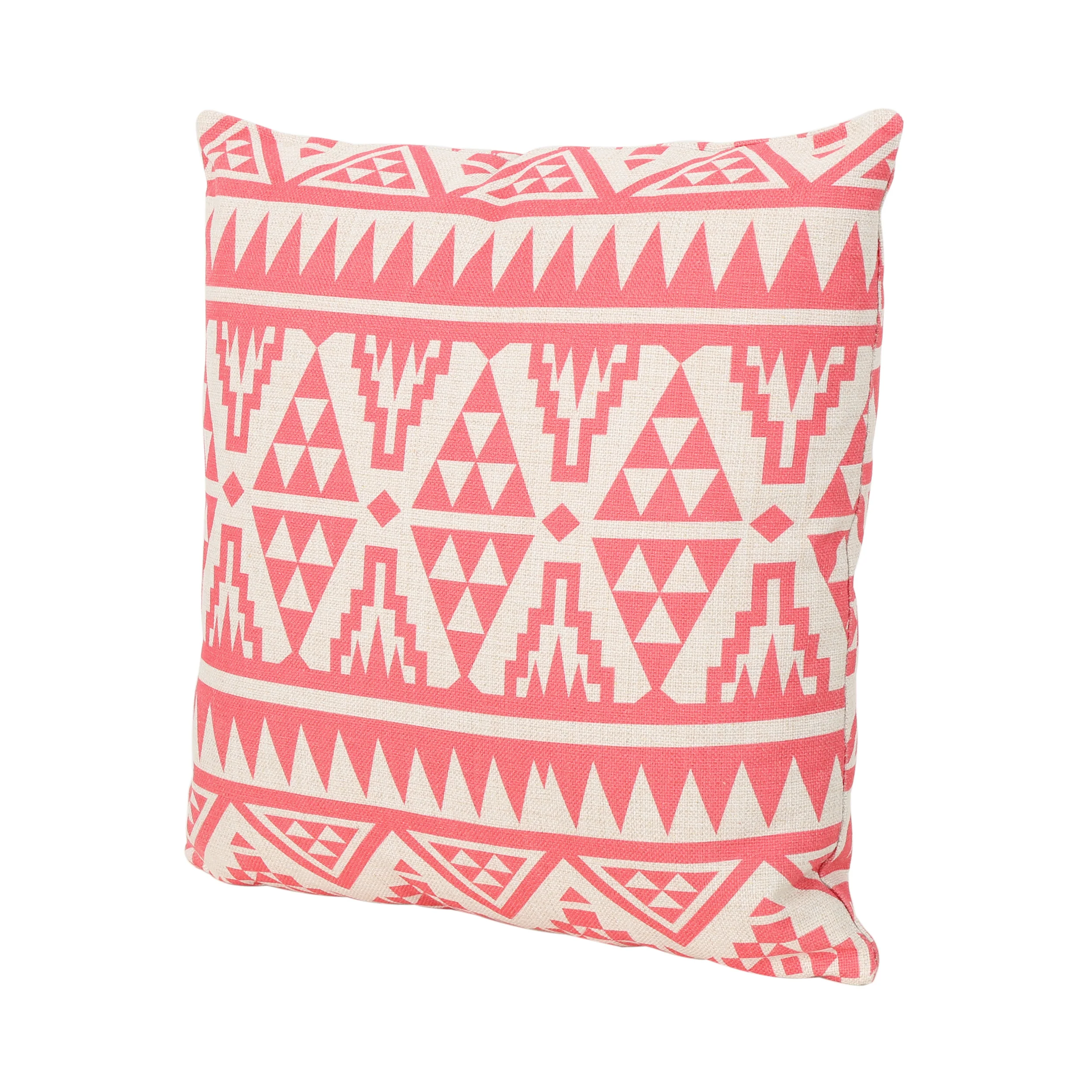 Linda Outdoor Water Resistant 18-inch Square Pillow, Pink Print - furnishings