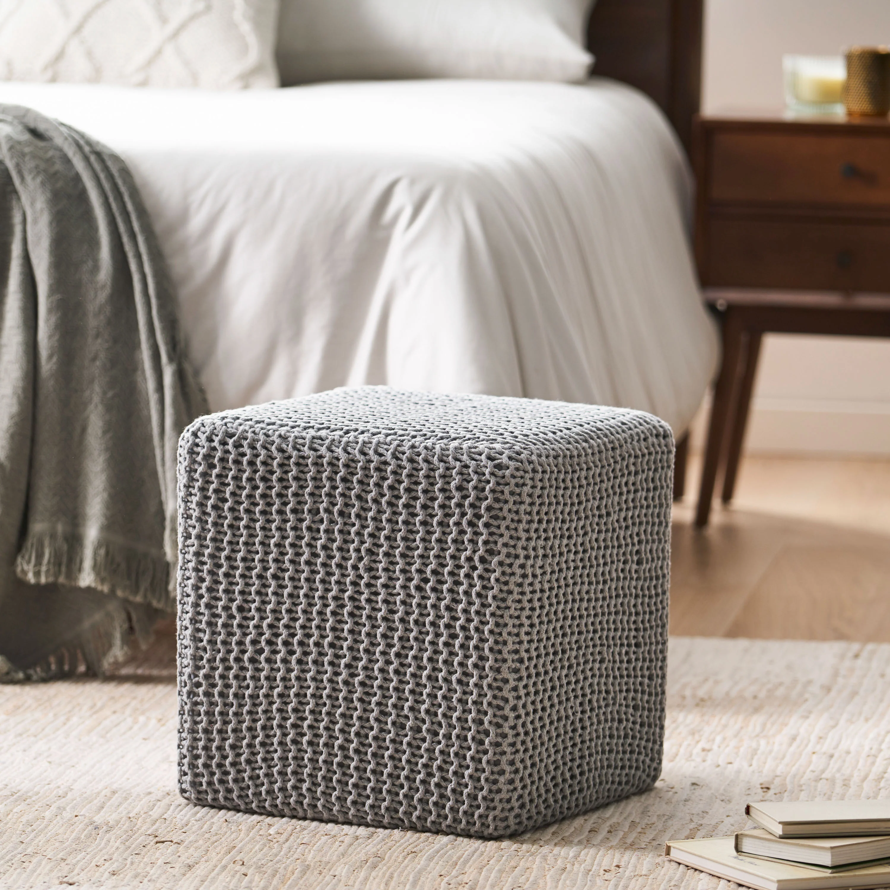 Scott Knitted Foot Stool - furnishings