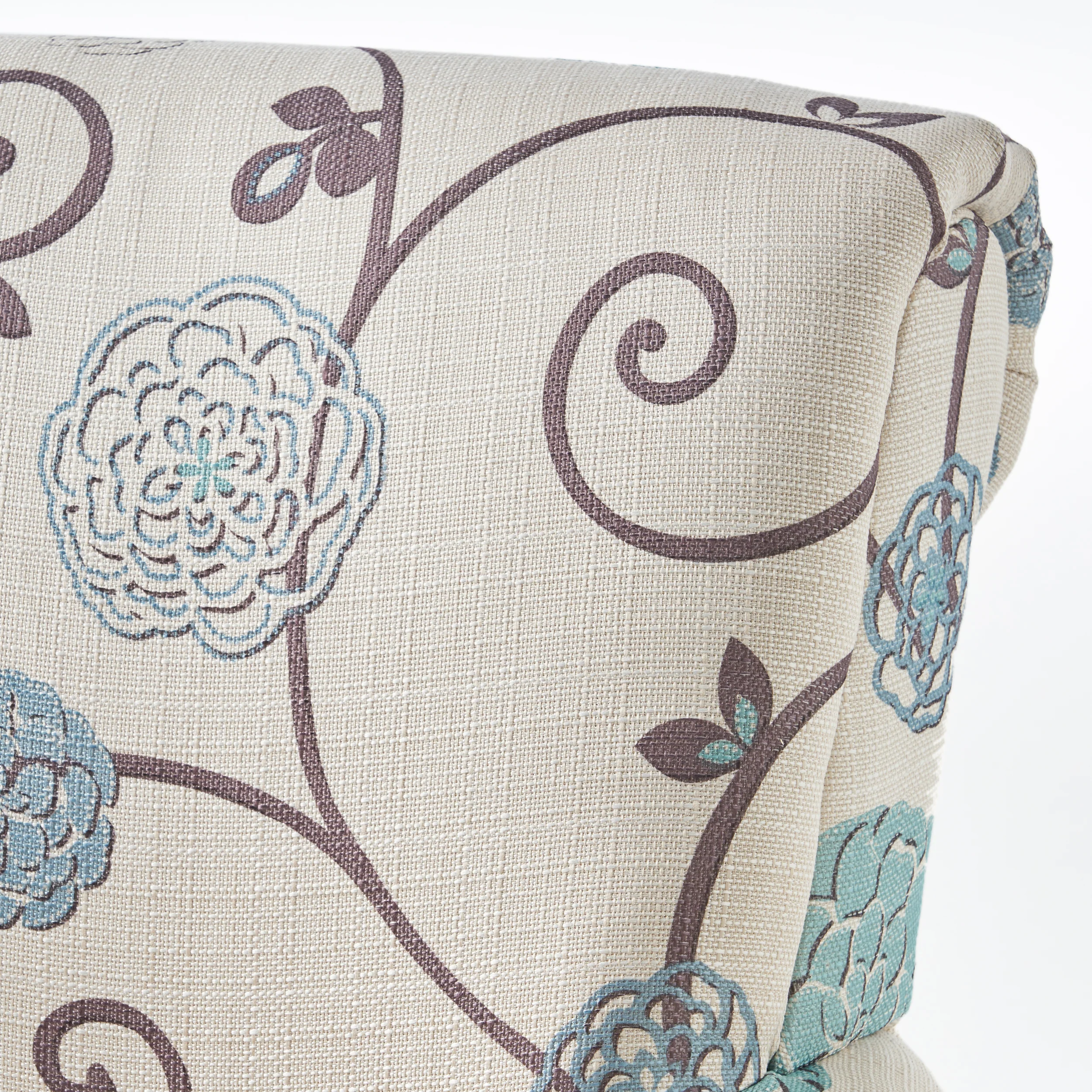 Roseville Scrolled Back Floral Print Fabric Club Chair - furnishings