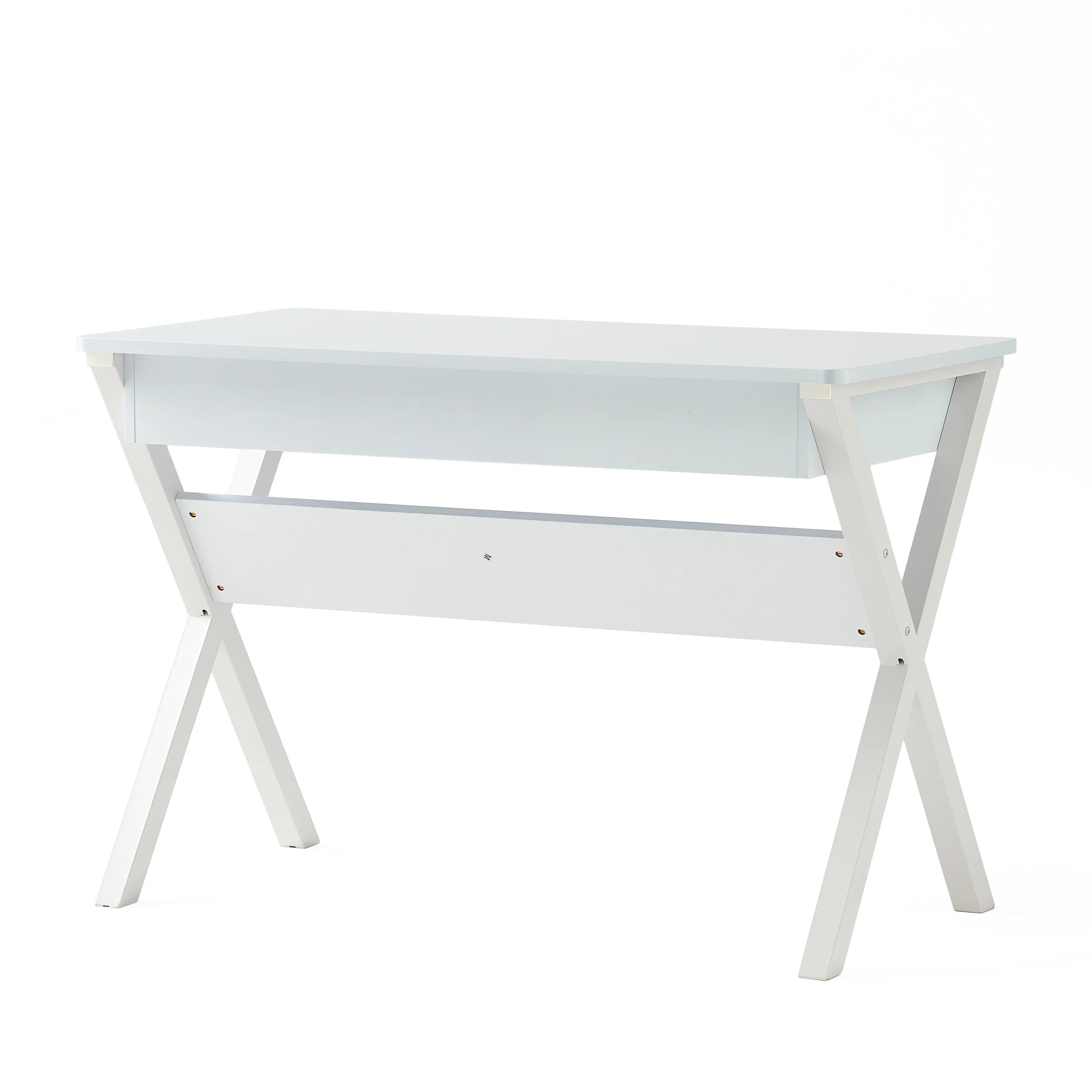 Monte Farmhouse Matte White Faux Wood Office Desk with Drawer - furnishings