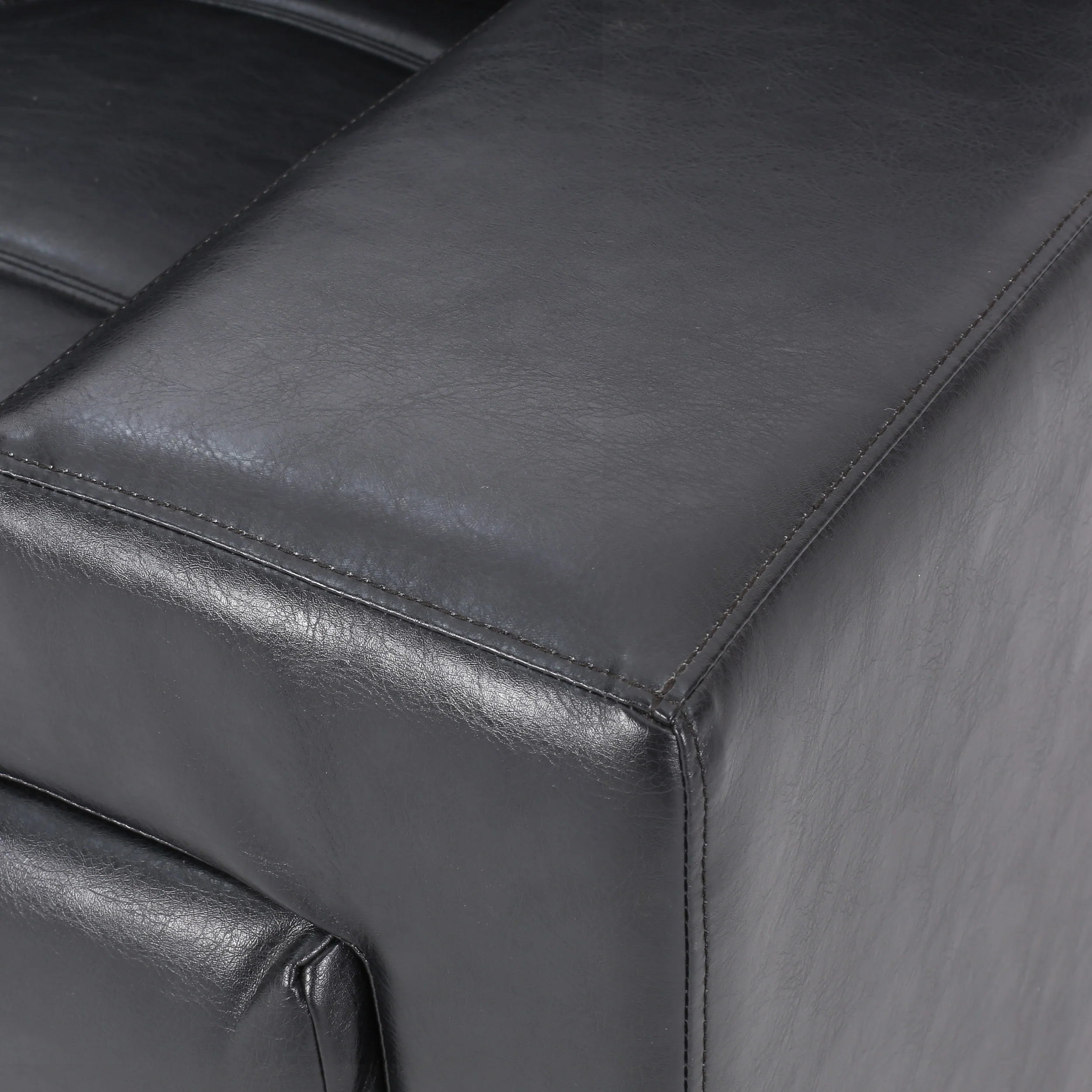 Littell Contemporary Faux Leather Tufted 4 Seater Sofa and Chaise Lounge Sectional Set with Ottoman - furnishings