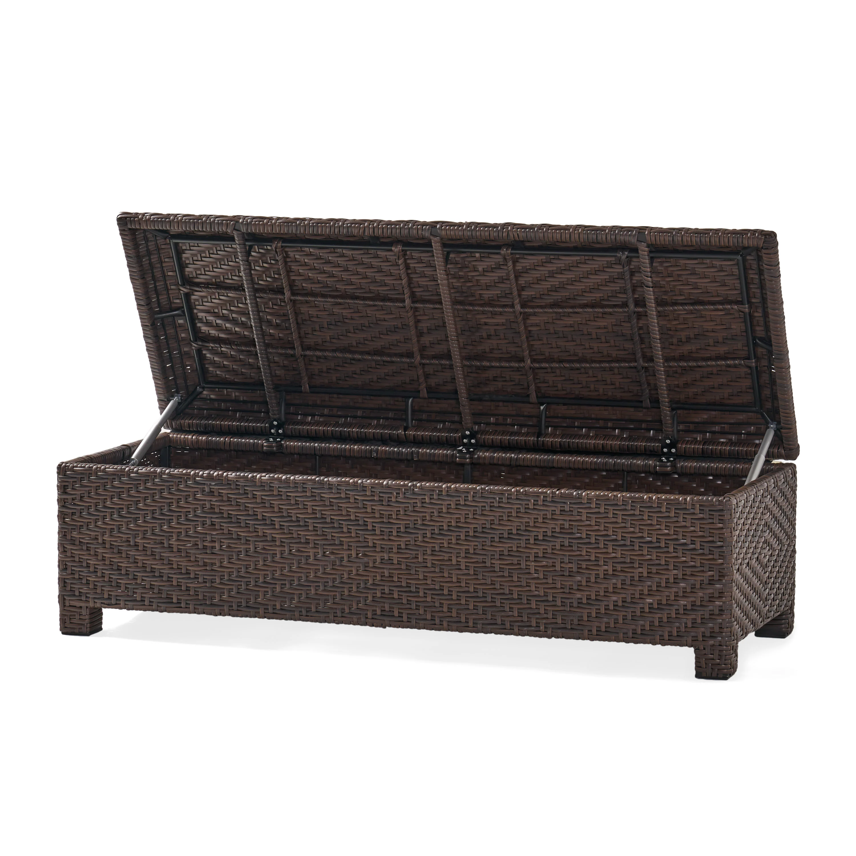 Santa Cruz Brown Wicker Storage Ottoman - furnishings