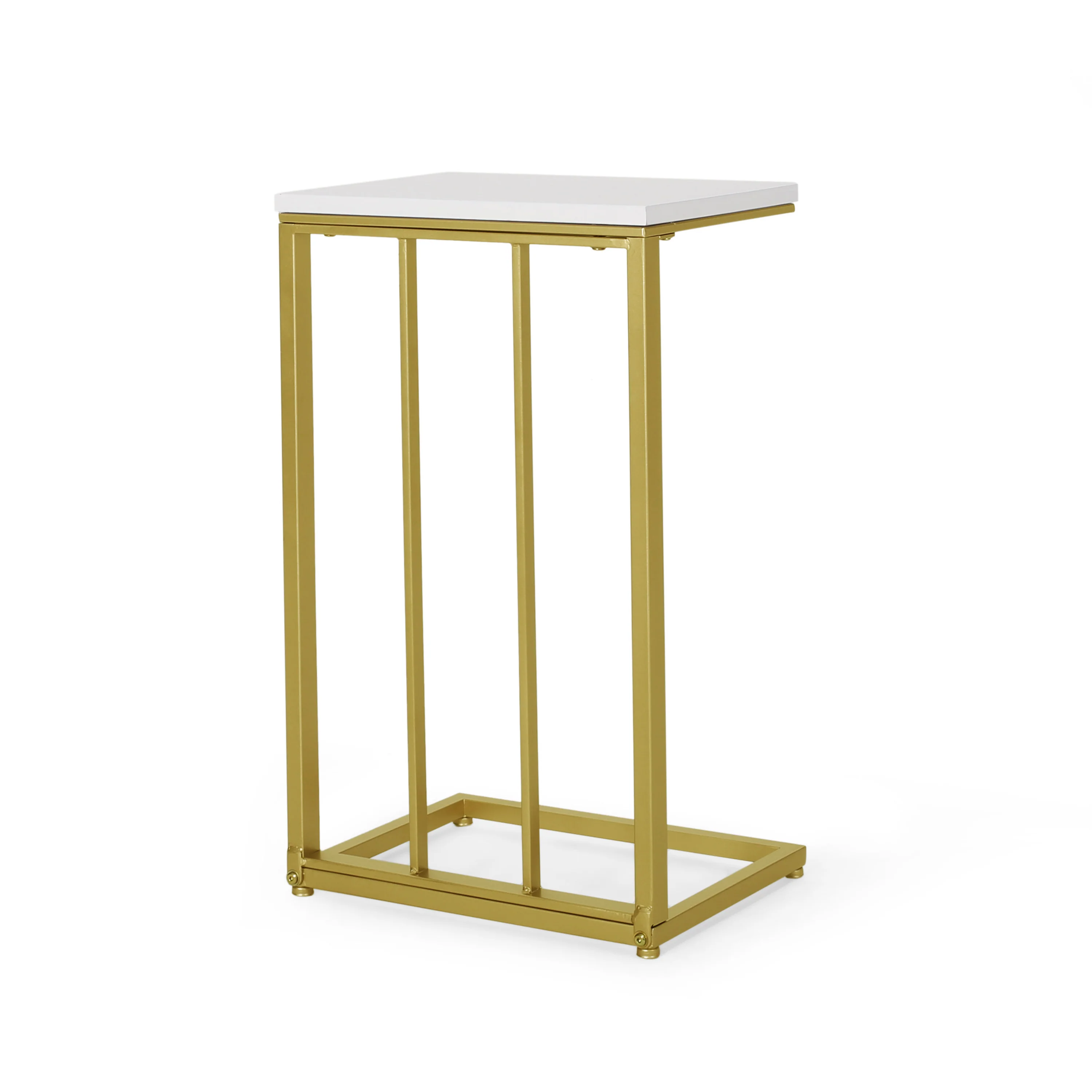 Baywinds Modern Glam C Side Table, Set of 2, White and Champagne Gold - furnishings
