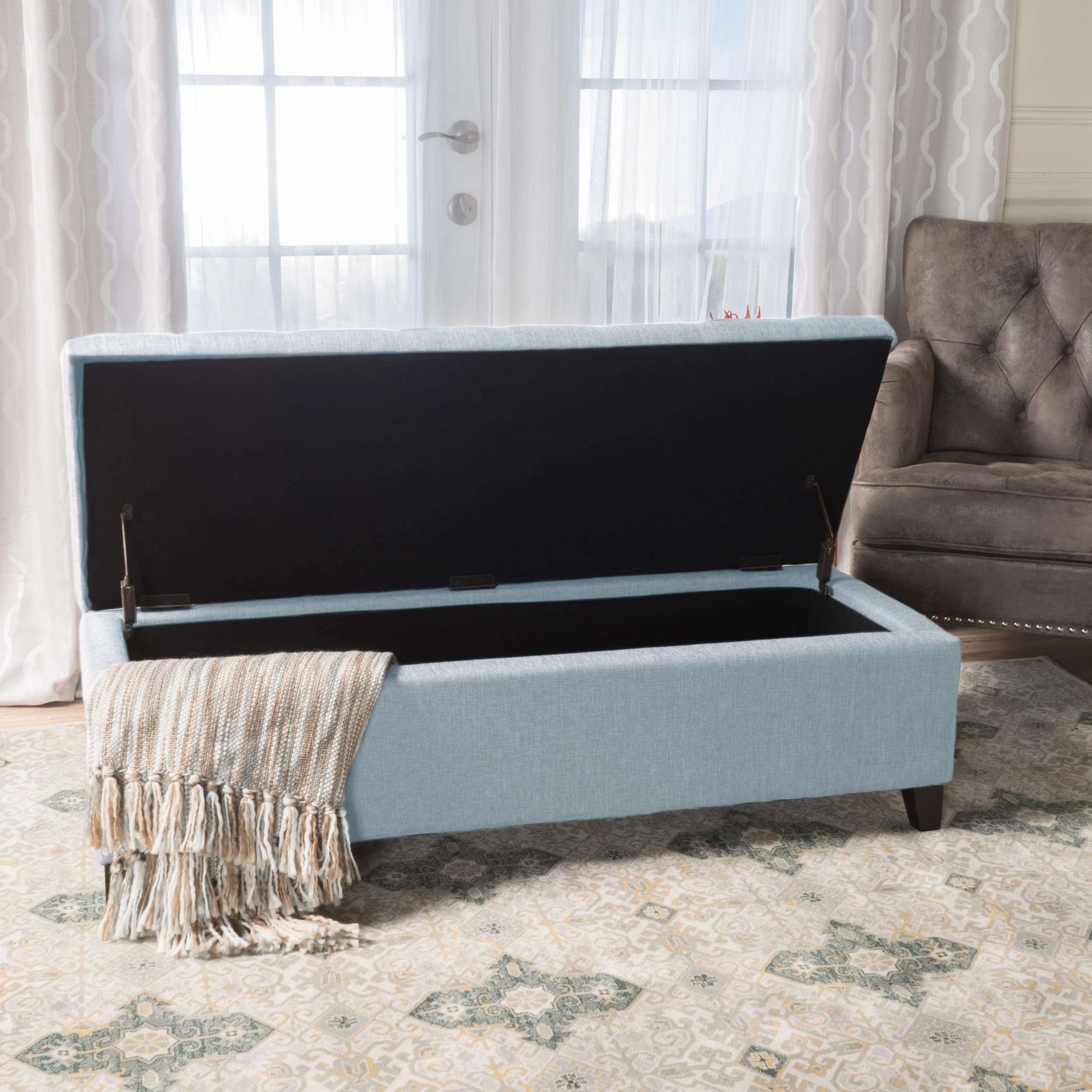 Sterling Fabric Tufted Storage Ottoman - furnishings