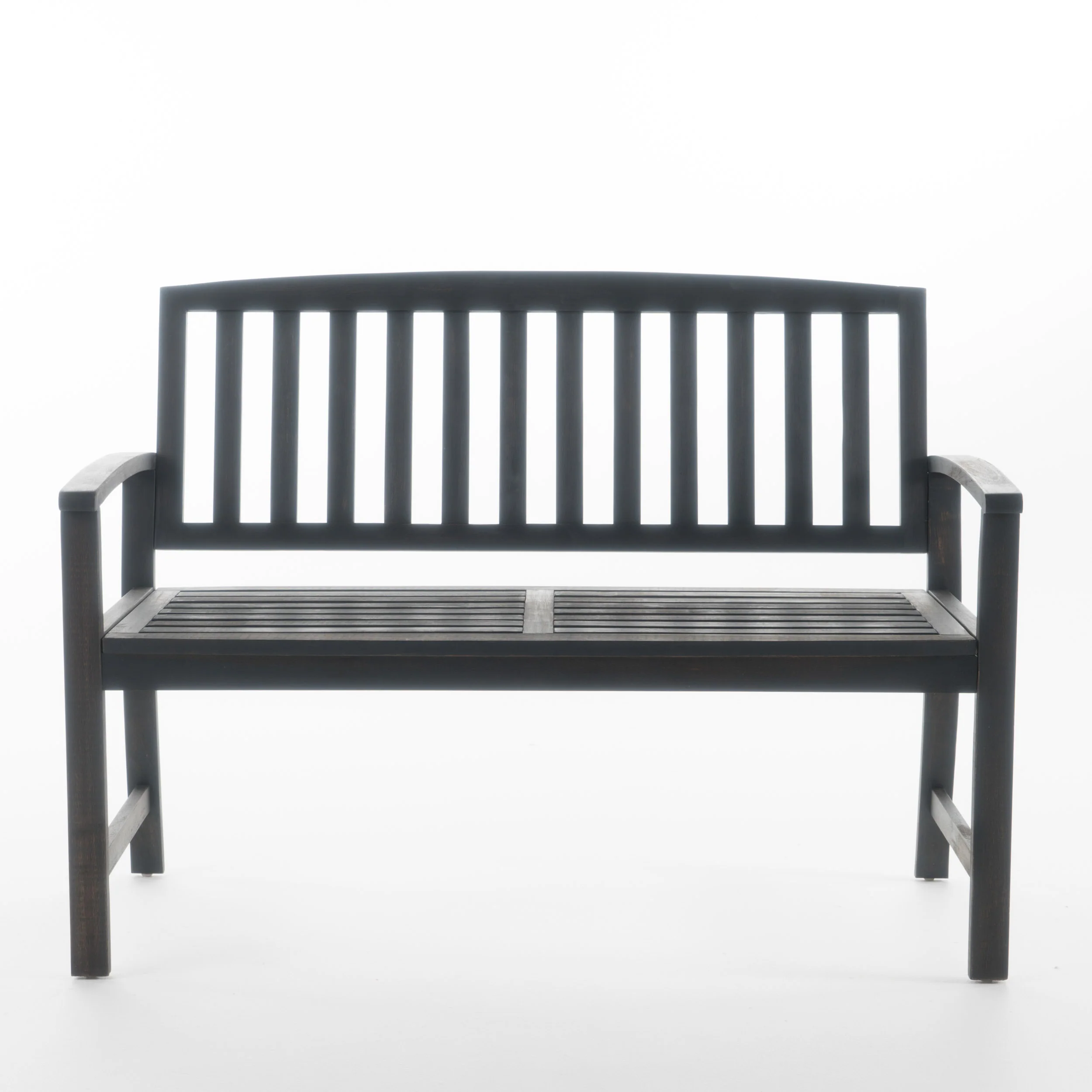 Laguna Outdoor Rustic Acacia Wood Bench with Open Slat Backrest - furnishings