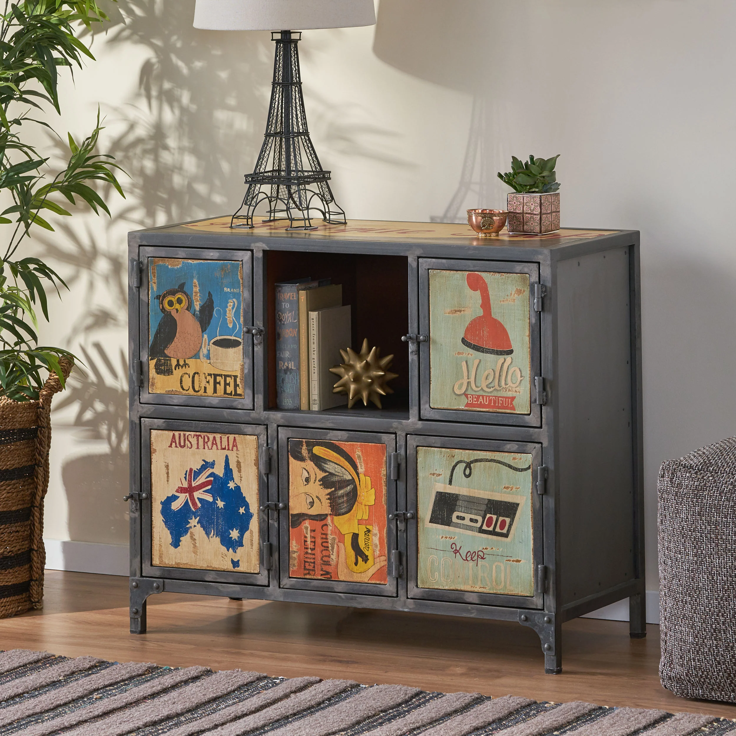 Marley Handcrafted Boho 6 Cubby Cabinet - furnishings