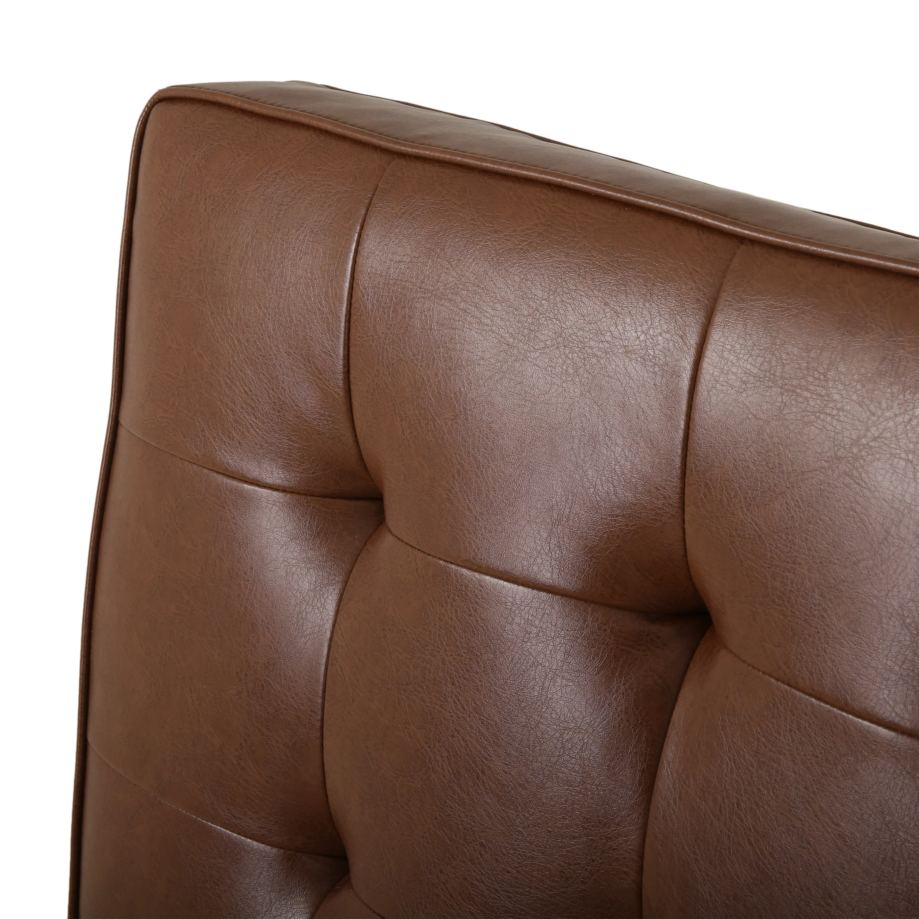 Goliath Contemporary Faux Leather Tufted 5 Seater Sectional Sofa Set - furnishings