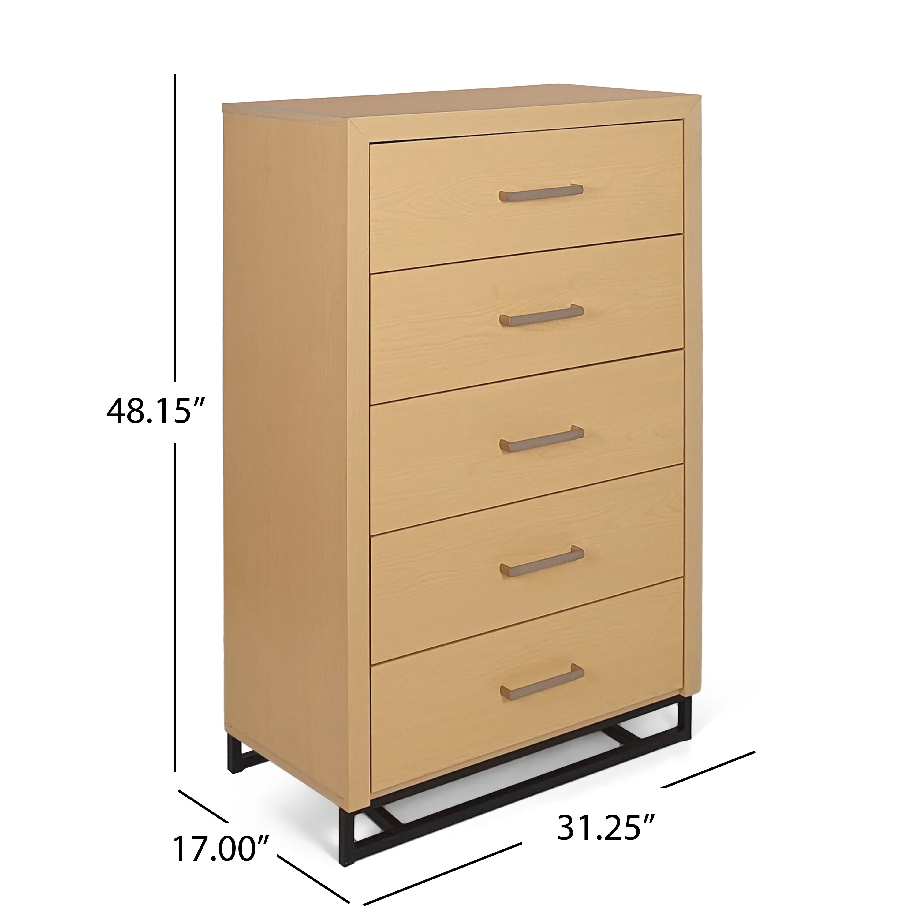 Borah Contemporary Faux Wood 5 Drawer Dresser - furnishings