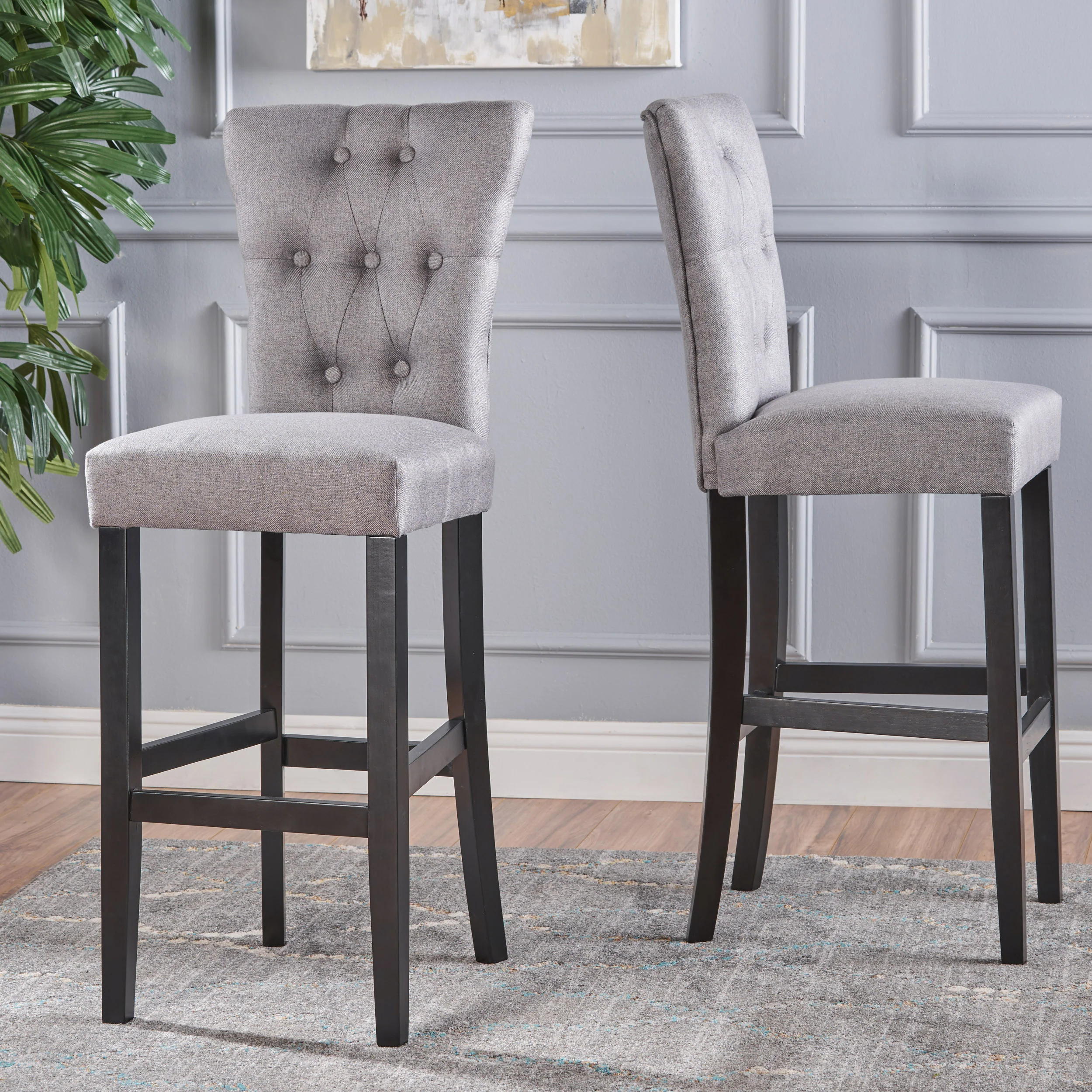 Padma 30-Inch Tufted Back Fabric Barstools (Set of 2) - furnishings