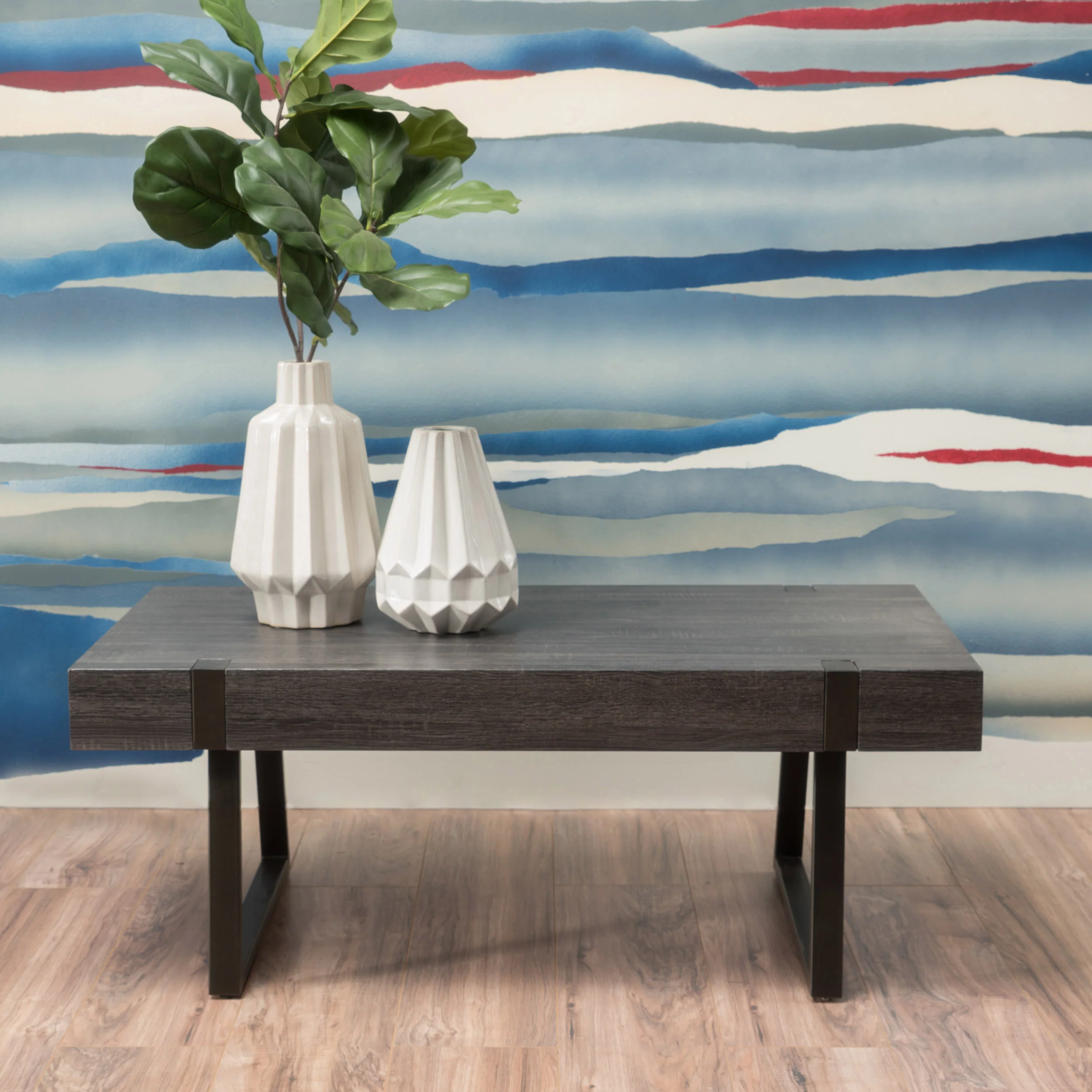 Genwa Black Oak Wood Coffee Table - furnishings