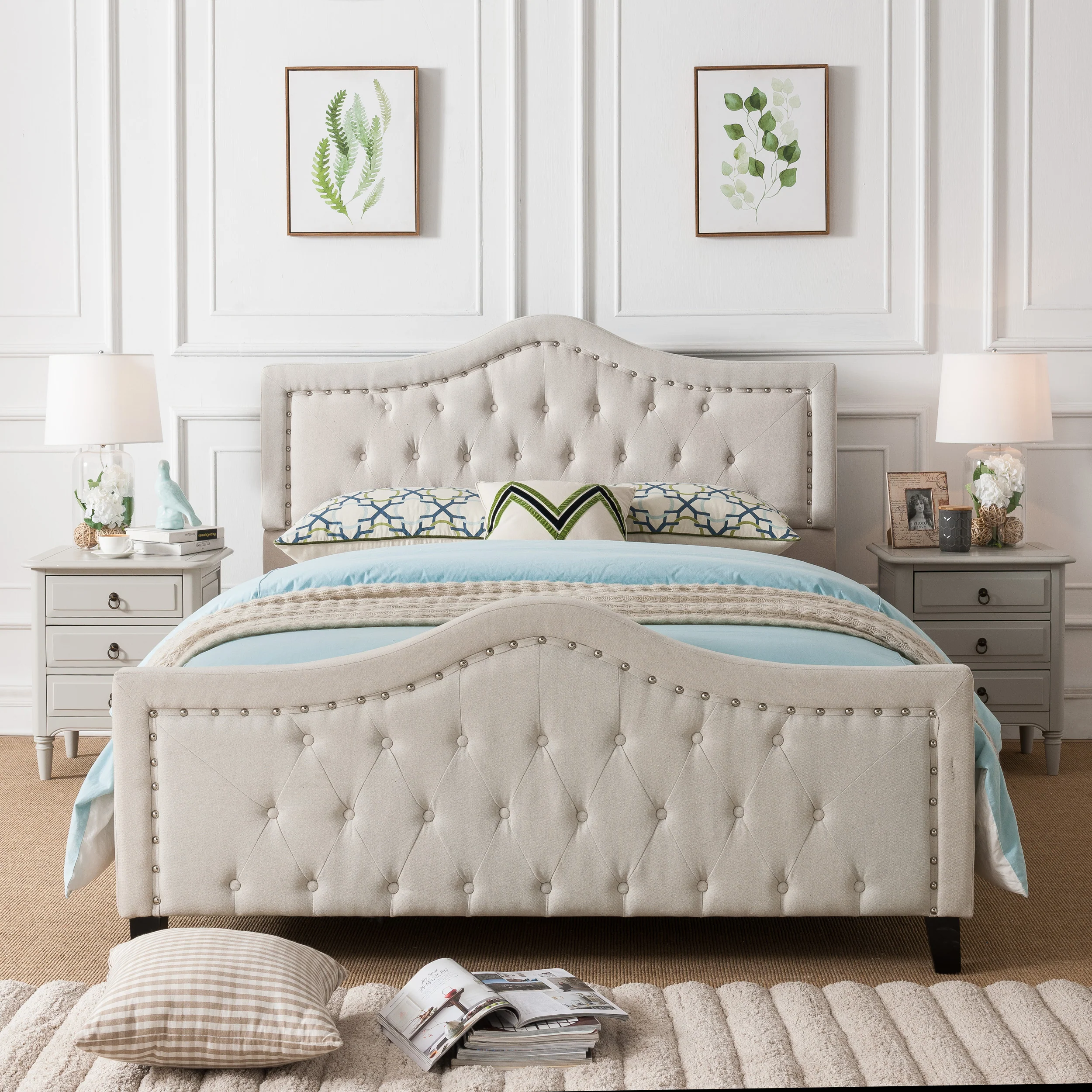 Livi Fabric Fully Upholstered Queen Bed Set - furnishings