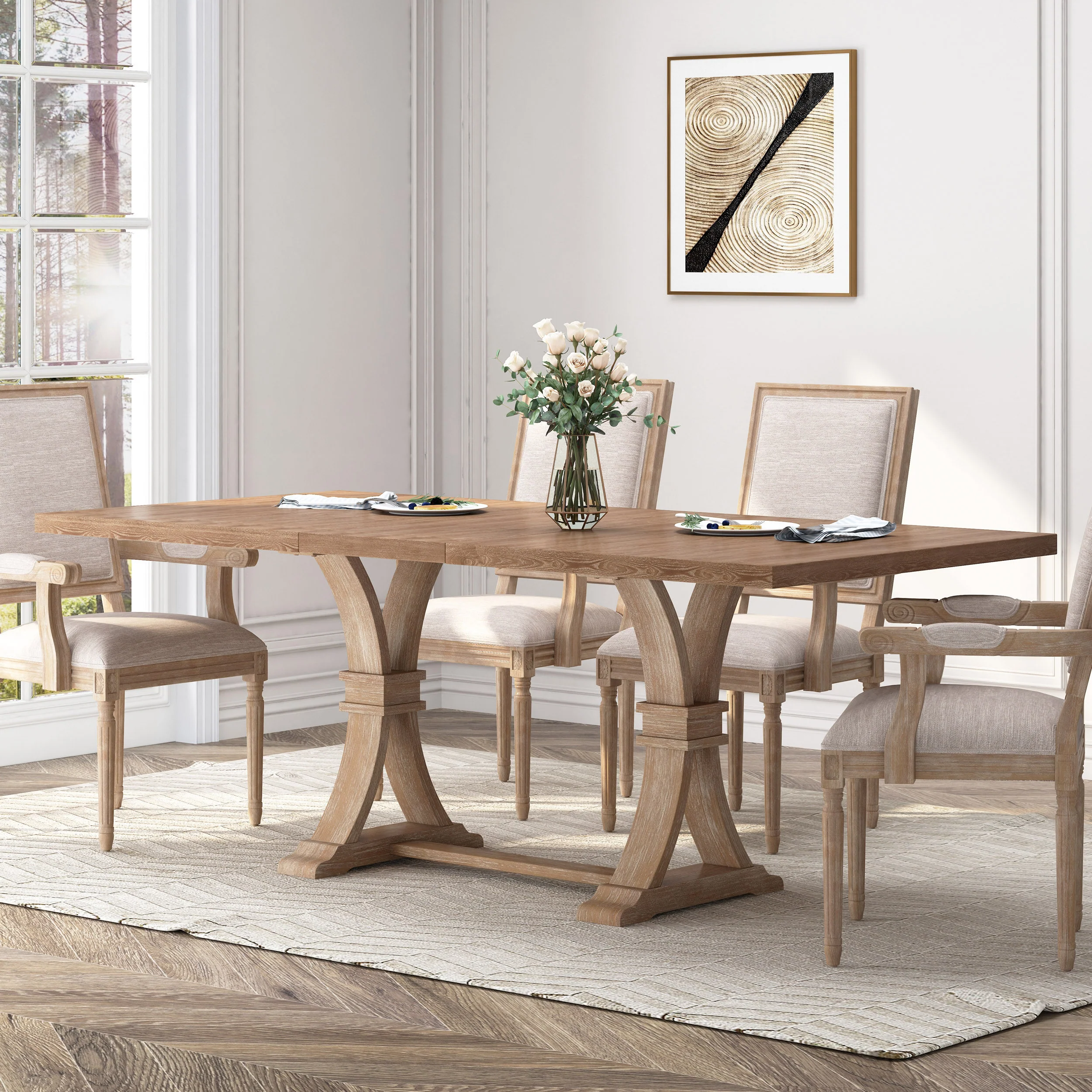 Luoma Rustic Wood Expandable Dining Table - furnishings