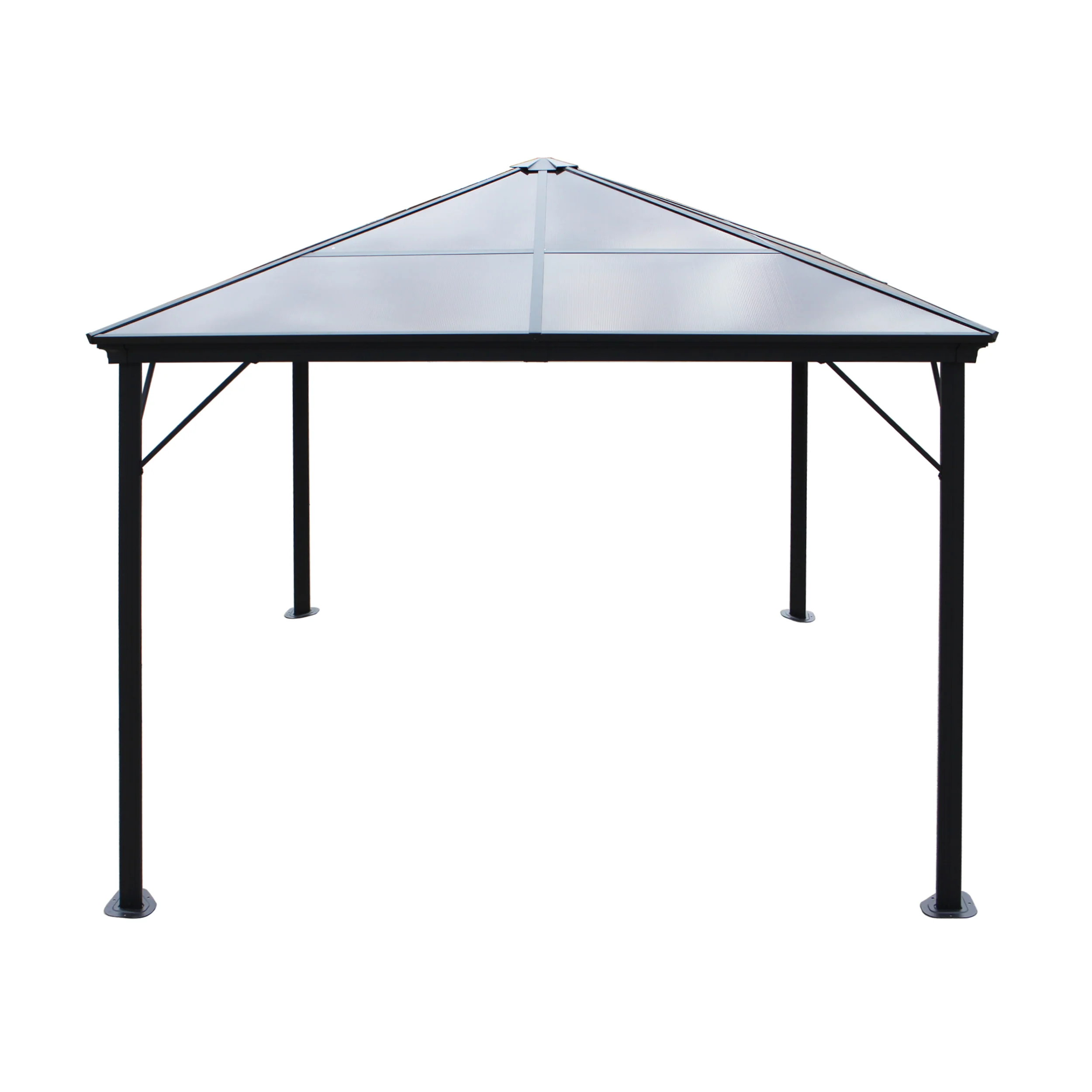 Halley Outdoor 10 x 10 Foot Black Rust Proof Aluminum Framed Hardtop Gazebo (No Curtains) - furnishings