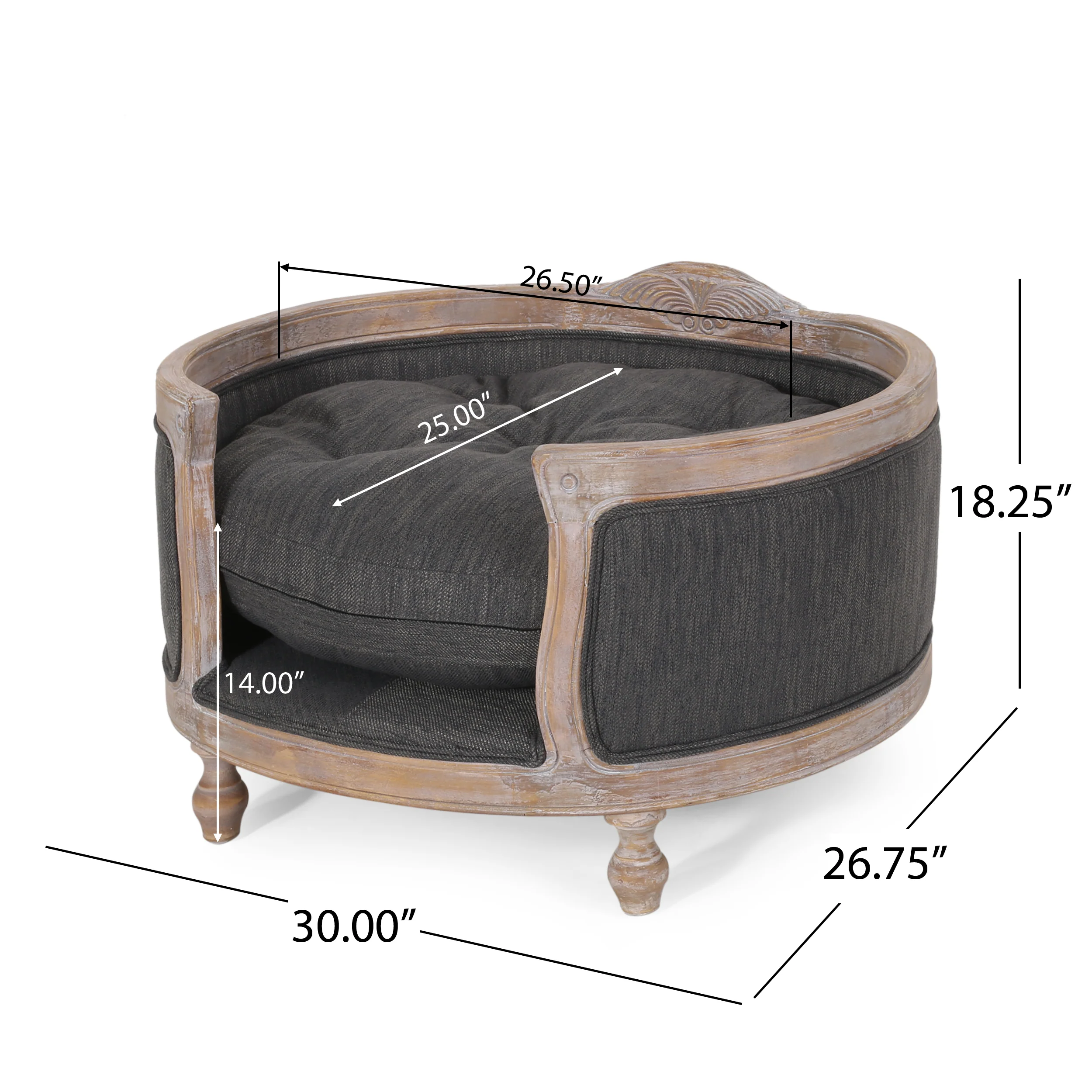 Burgos Contemporary Upholstered Medium Pet Bed with Wood Frame - furnishings