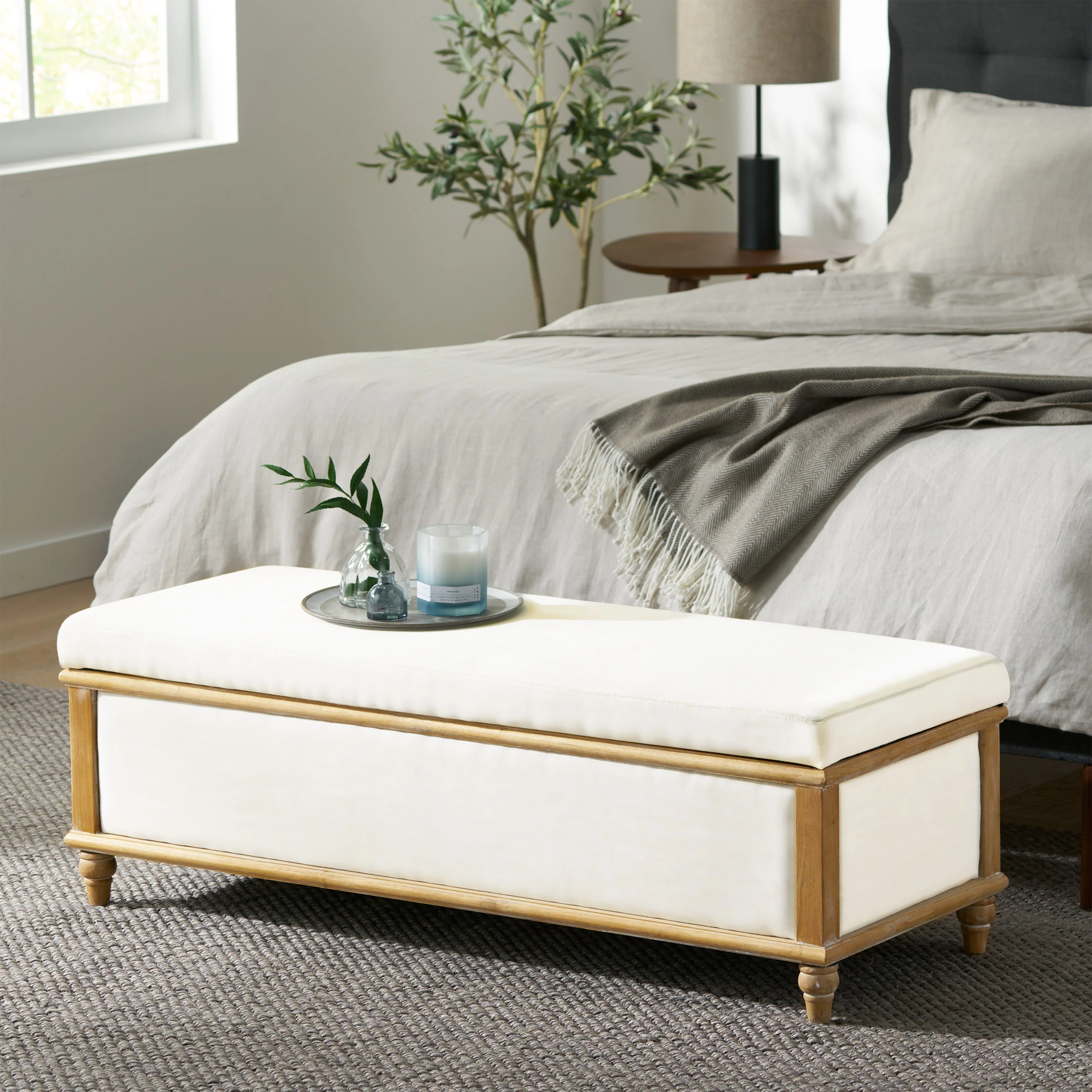 Osgood White Storage Ottoman - furnishings