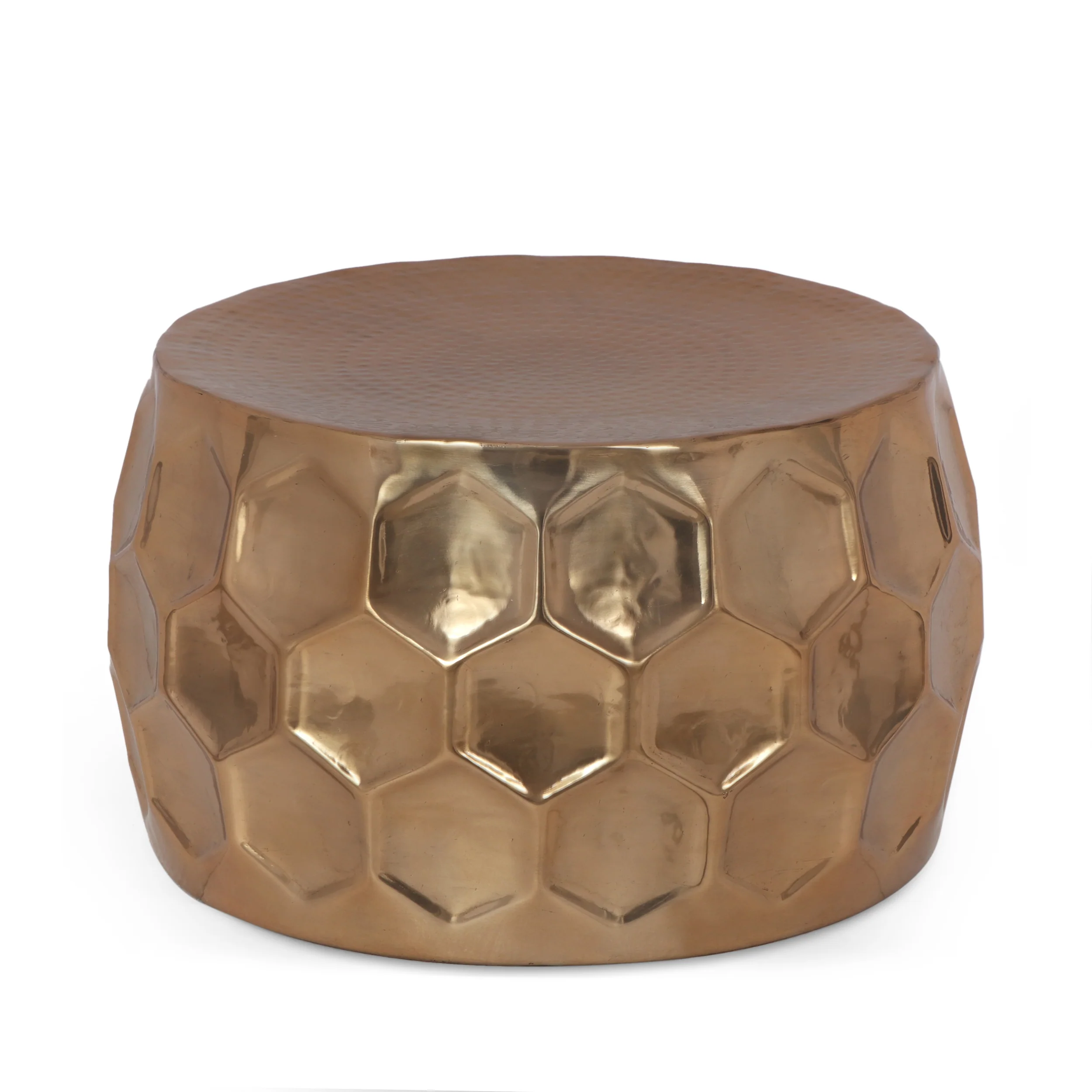 Pitzen Modern Glam Handcrafted Aluminum Honeycomb Coffee Table, Brass - furnishings