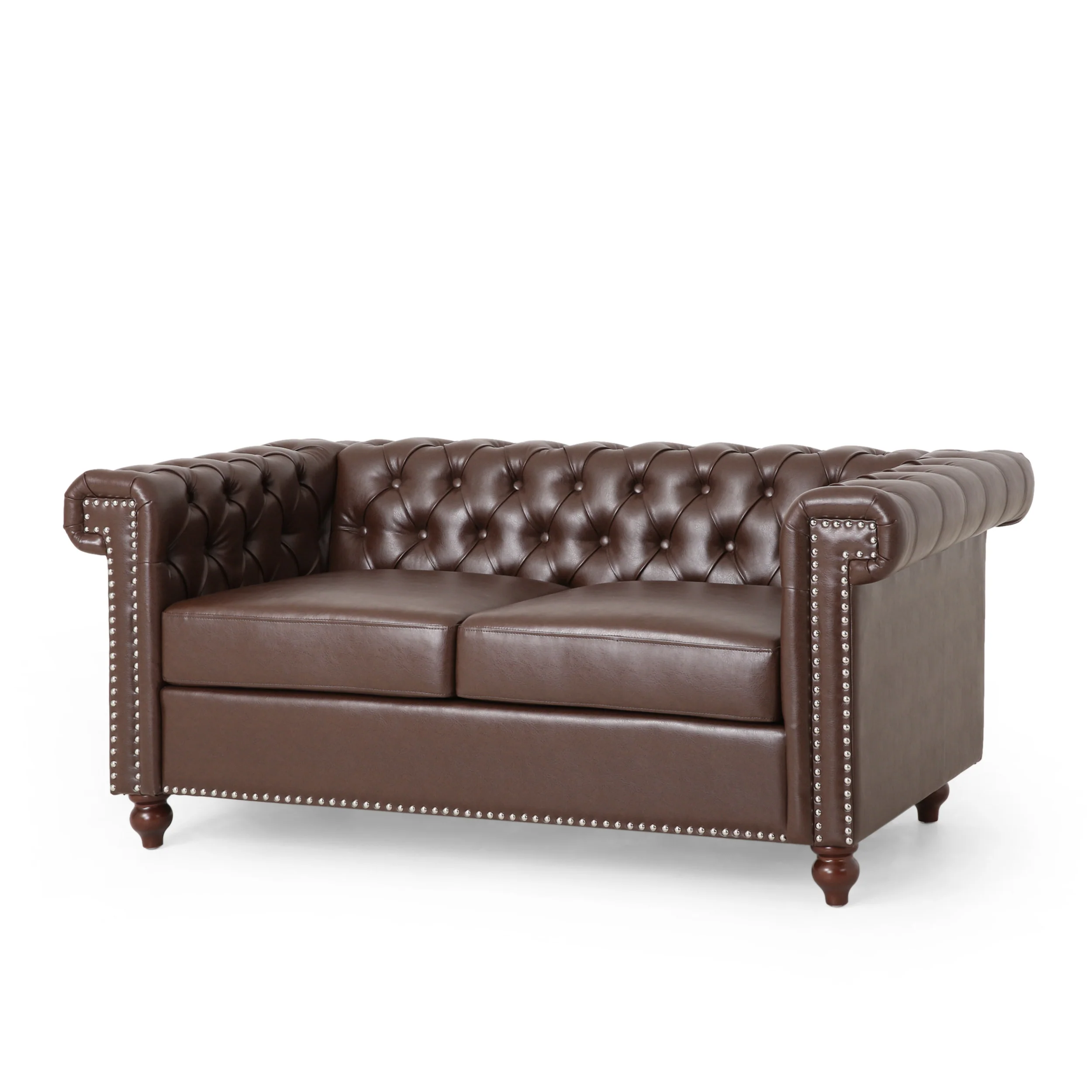 Timber Modern Glam Tufted Loveseat with Nailhead Trim - furnishings