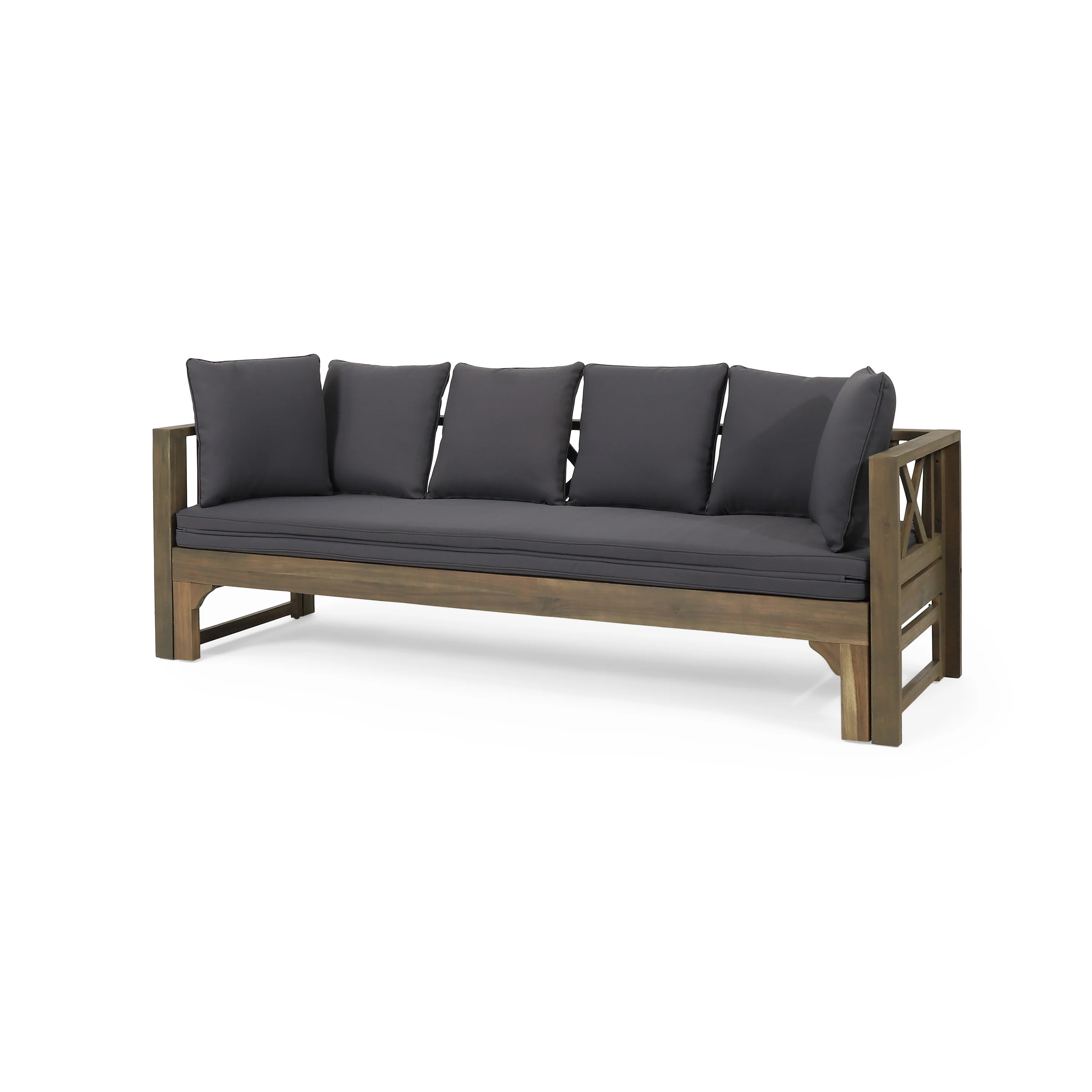 Camille Outdoor Extendable Acacia Wood Daybed Sofa - furnishings
