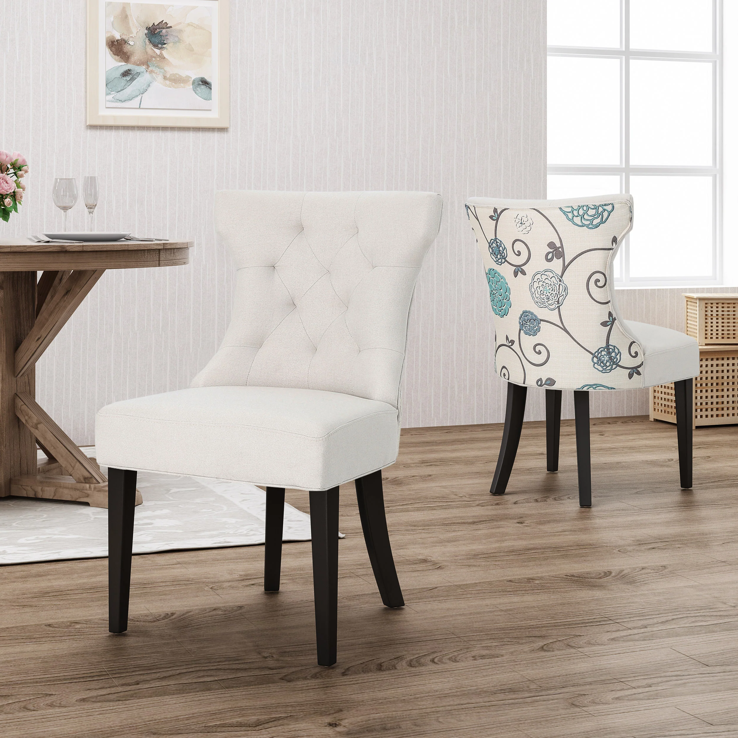 Louis Traditional Two Toned Fabric Dining Chair (set of 2) - furnishings
