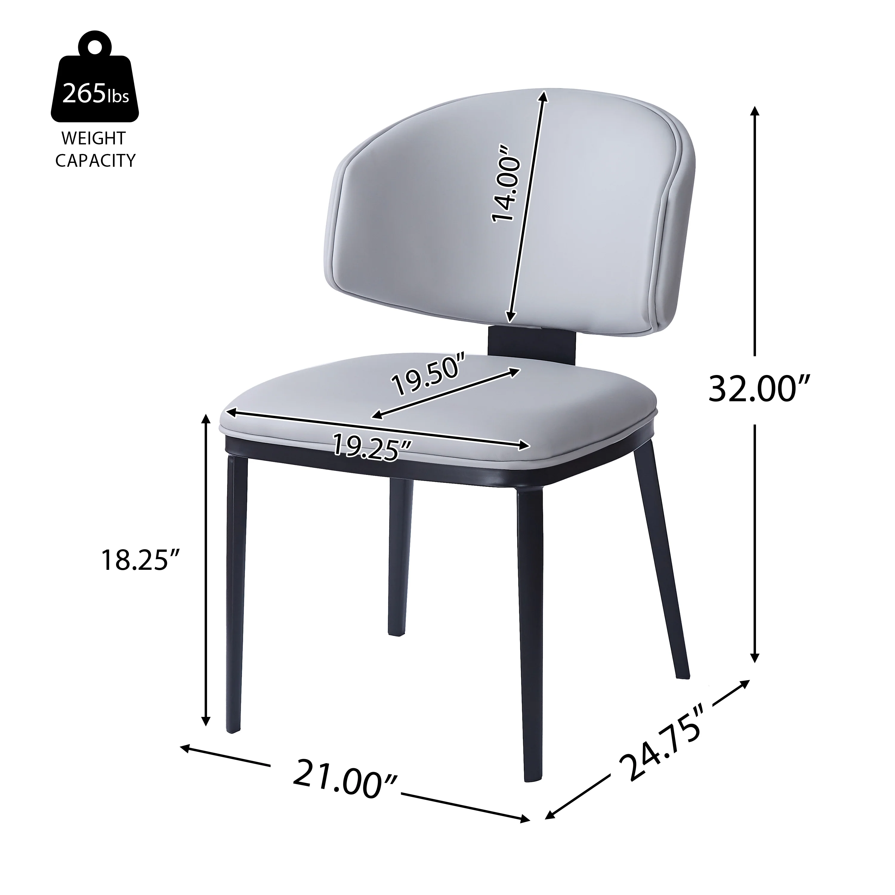 Lunare Modern PU Leather Upholstered Dining Chairs, Set of 2 - furnishings