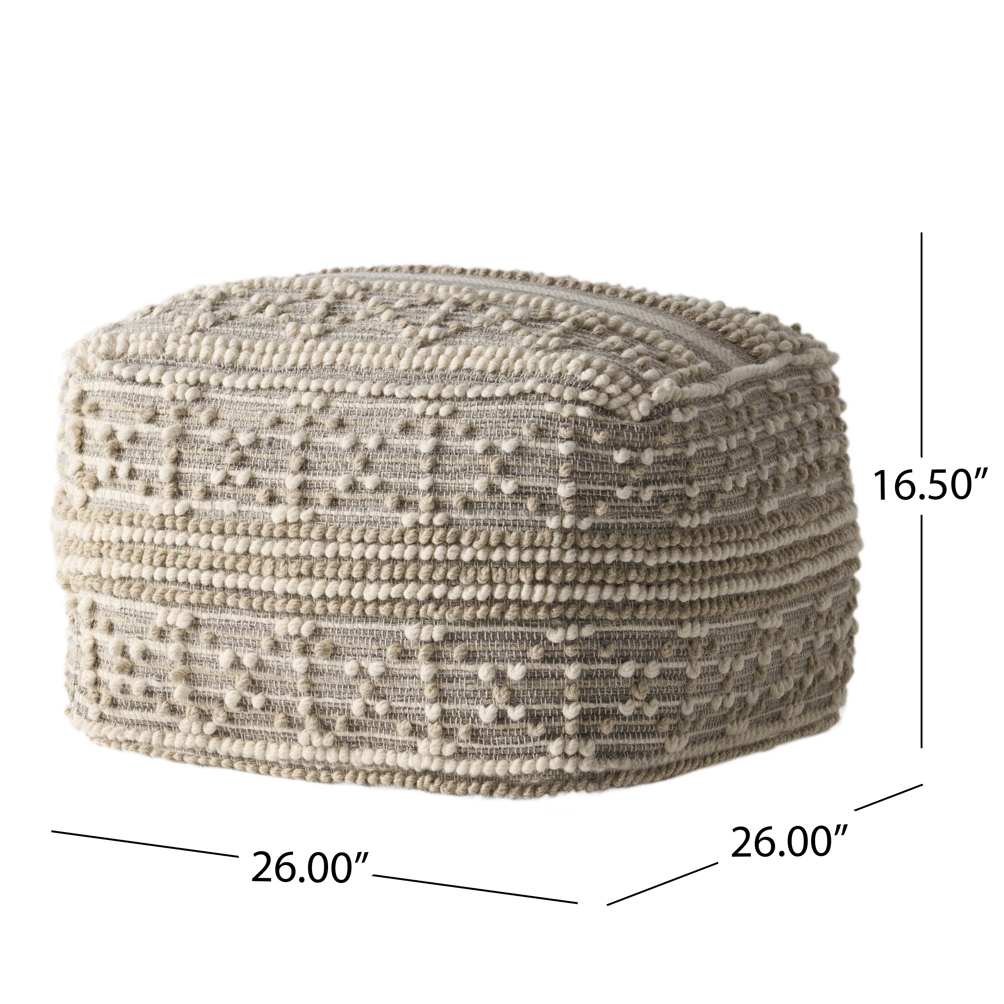 Everliegh Contemporary Wool and Cotton Pouf Ottoman - furnishings