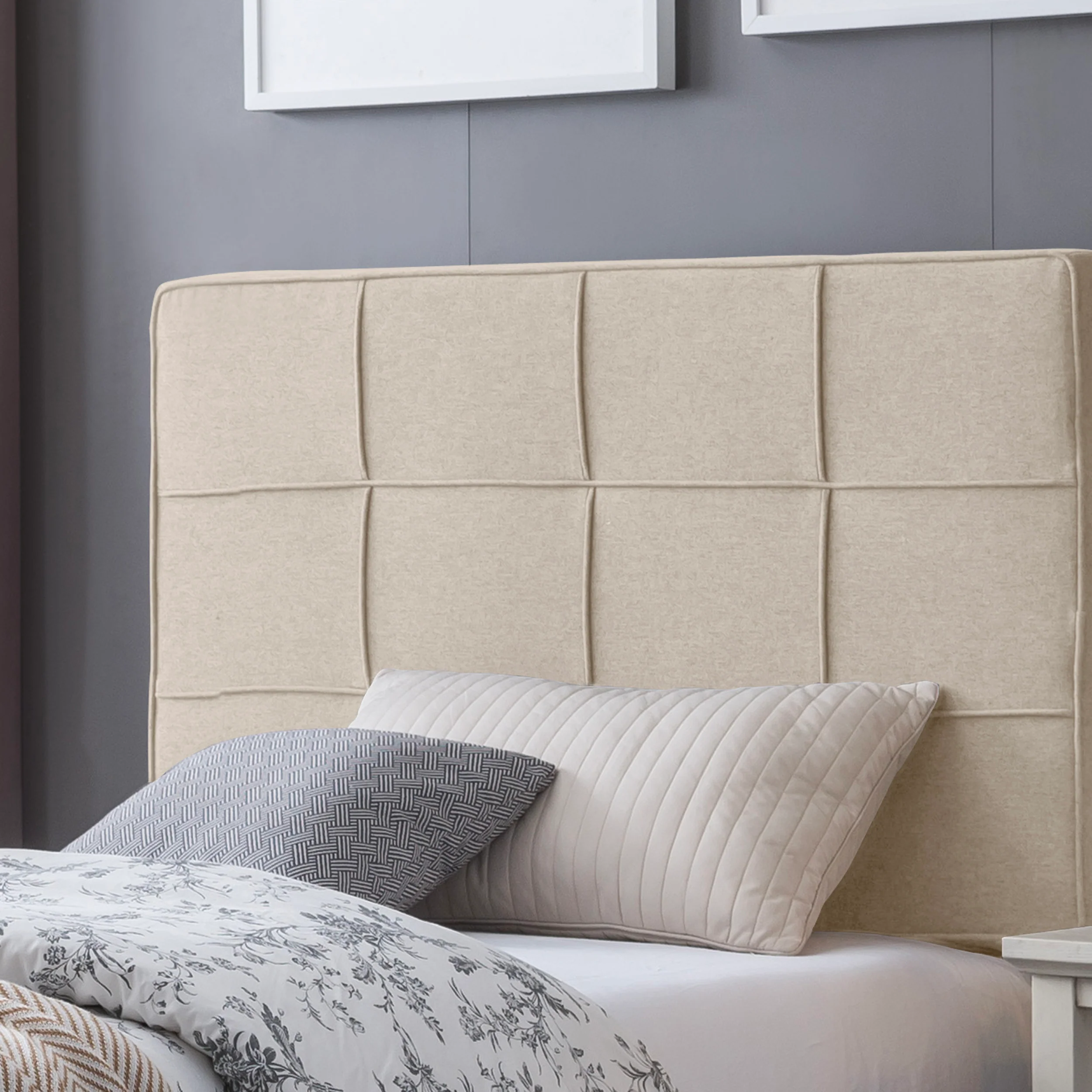 Salome Fully-Upholstered Platform Bed Frame, Low-Profile,  Contemporary - furnishings