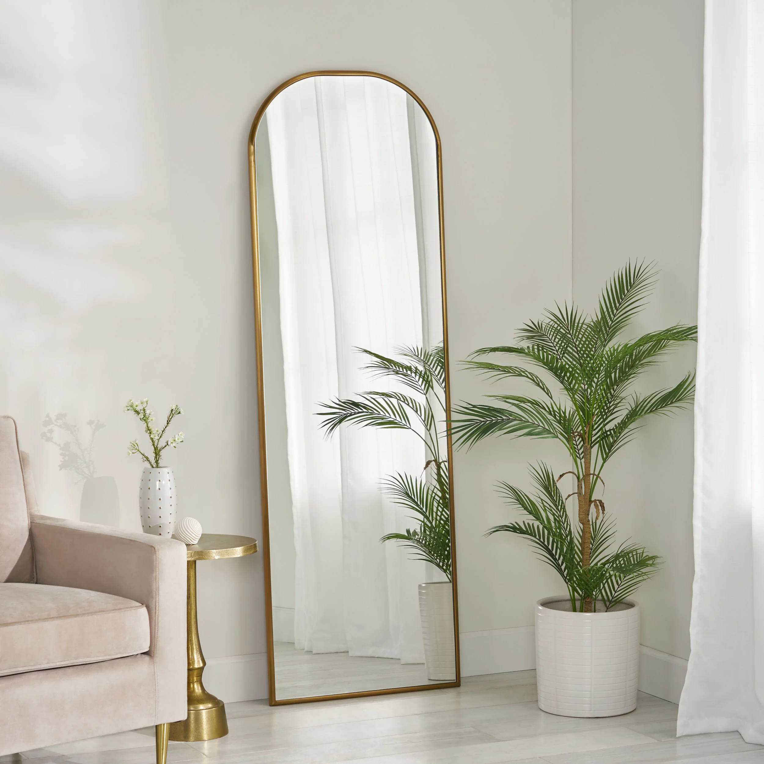 Autry Contemporary Rounded Rectangular Leaner Mirror - furnishings