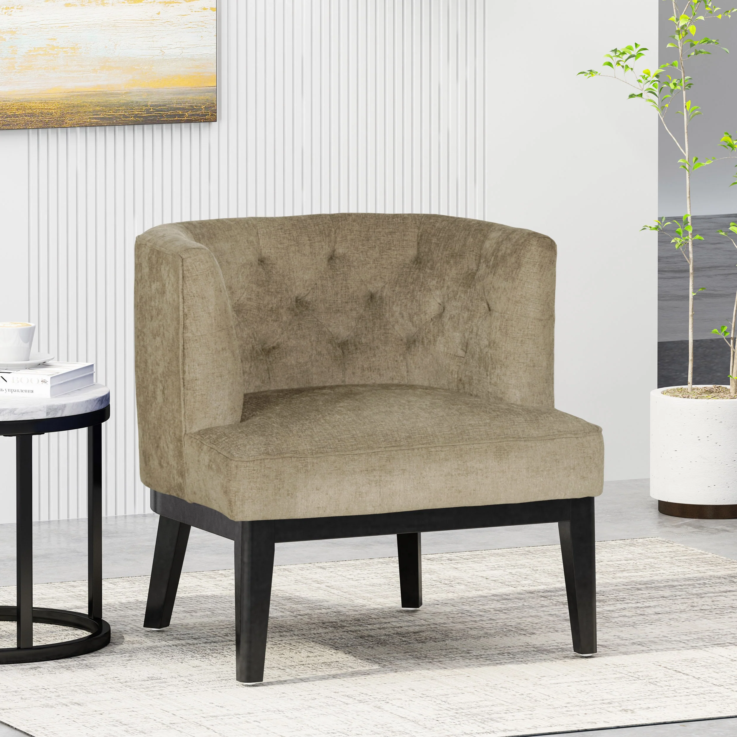 Evans Contemporary Fabric Tufted Accent Chair - furnishings