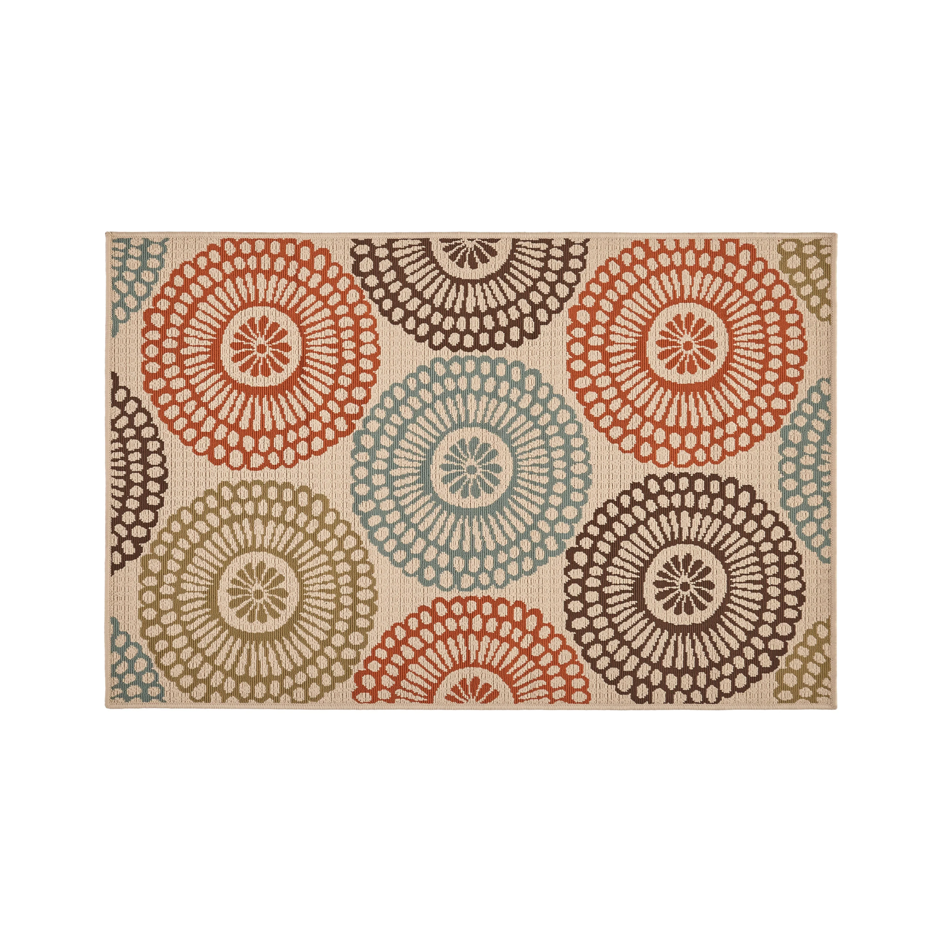 Pine Indoor/Outdoor Floral Area Rug, Beige and Multicolored - furnishings