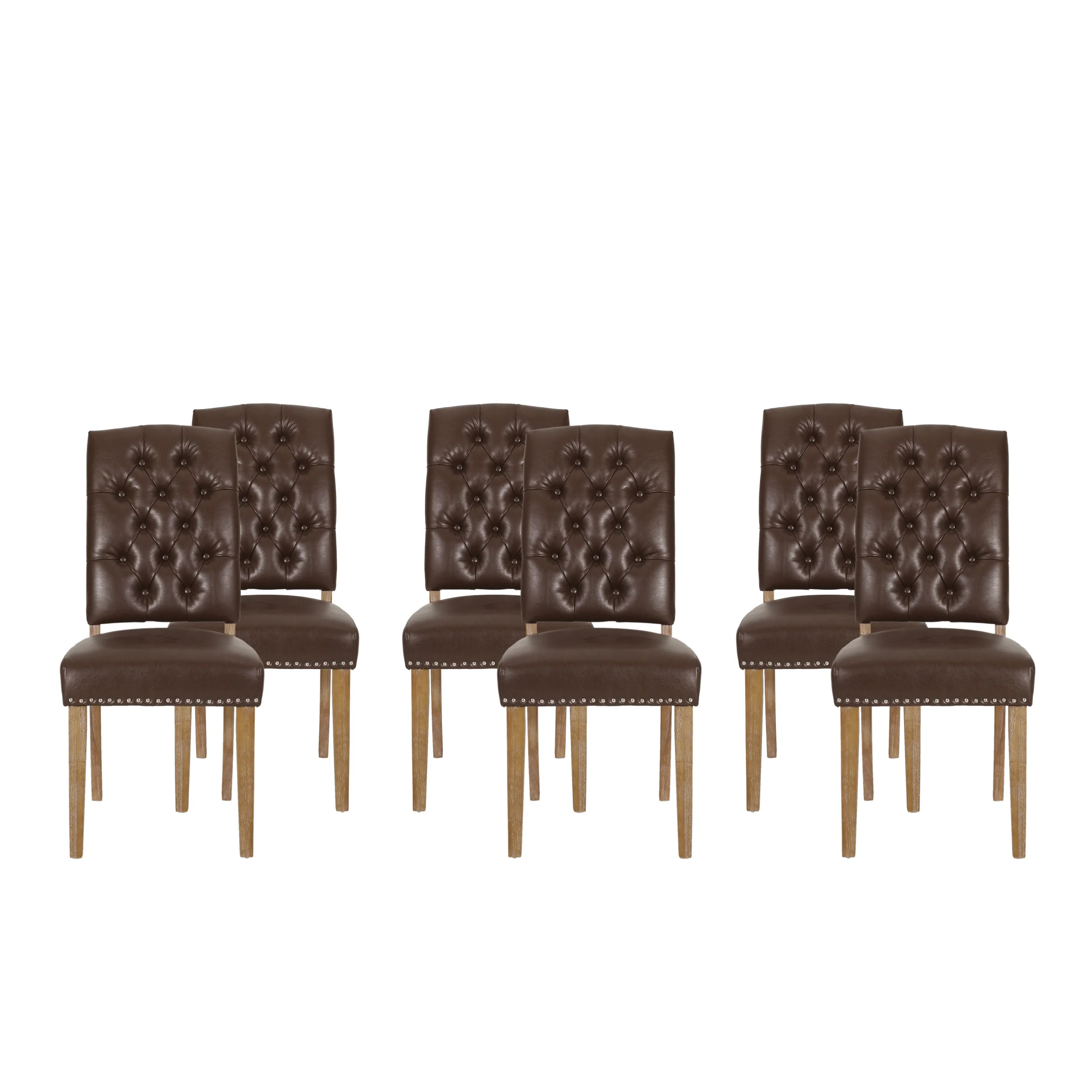 Frances Contemporary Tufted Dining Chairs with Nailhead Trim, Set of 6 - furnishings