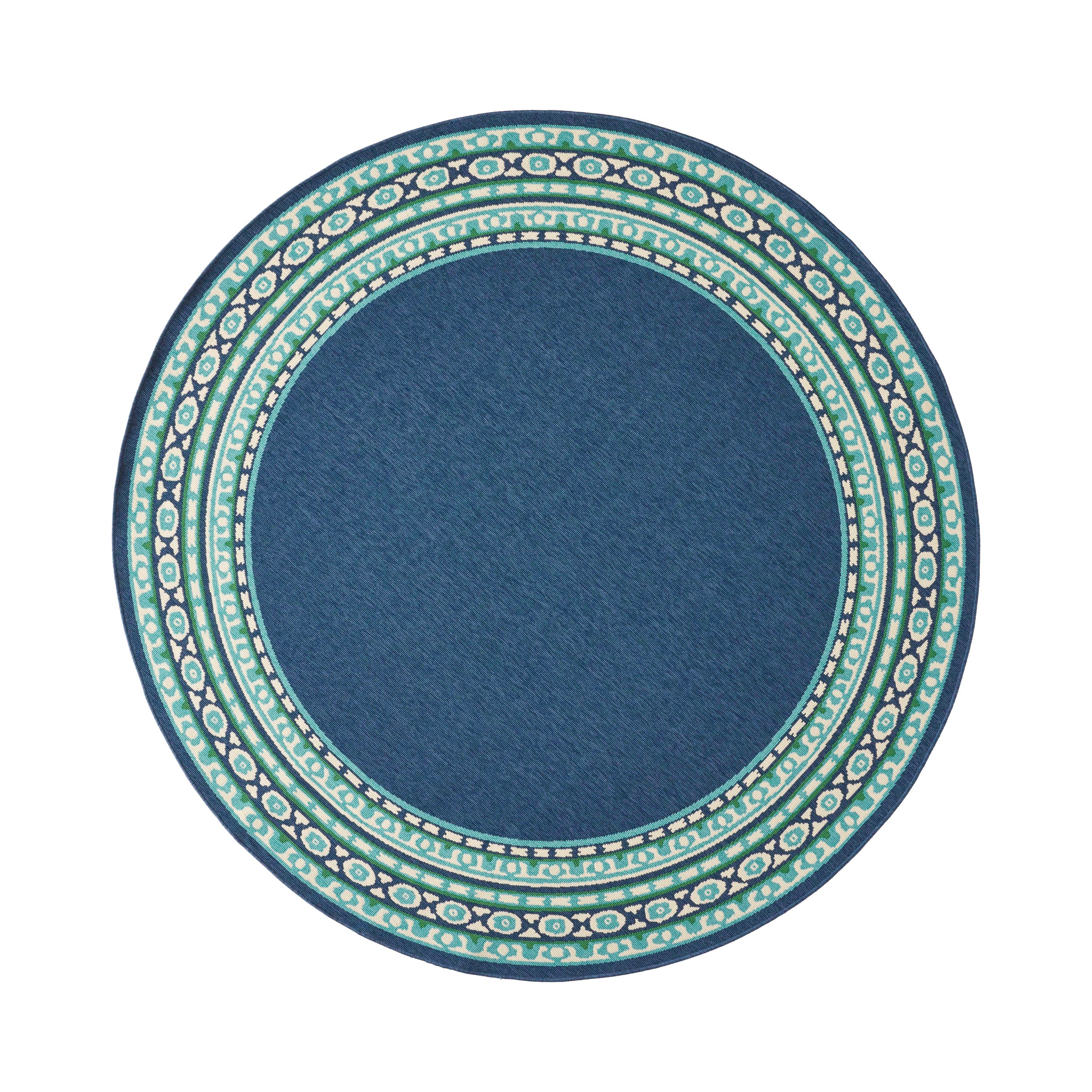 Reid Indoor/Outdoor Border Area Rug, Navy and Green - furnishings