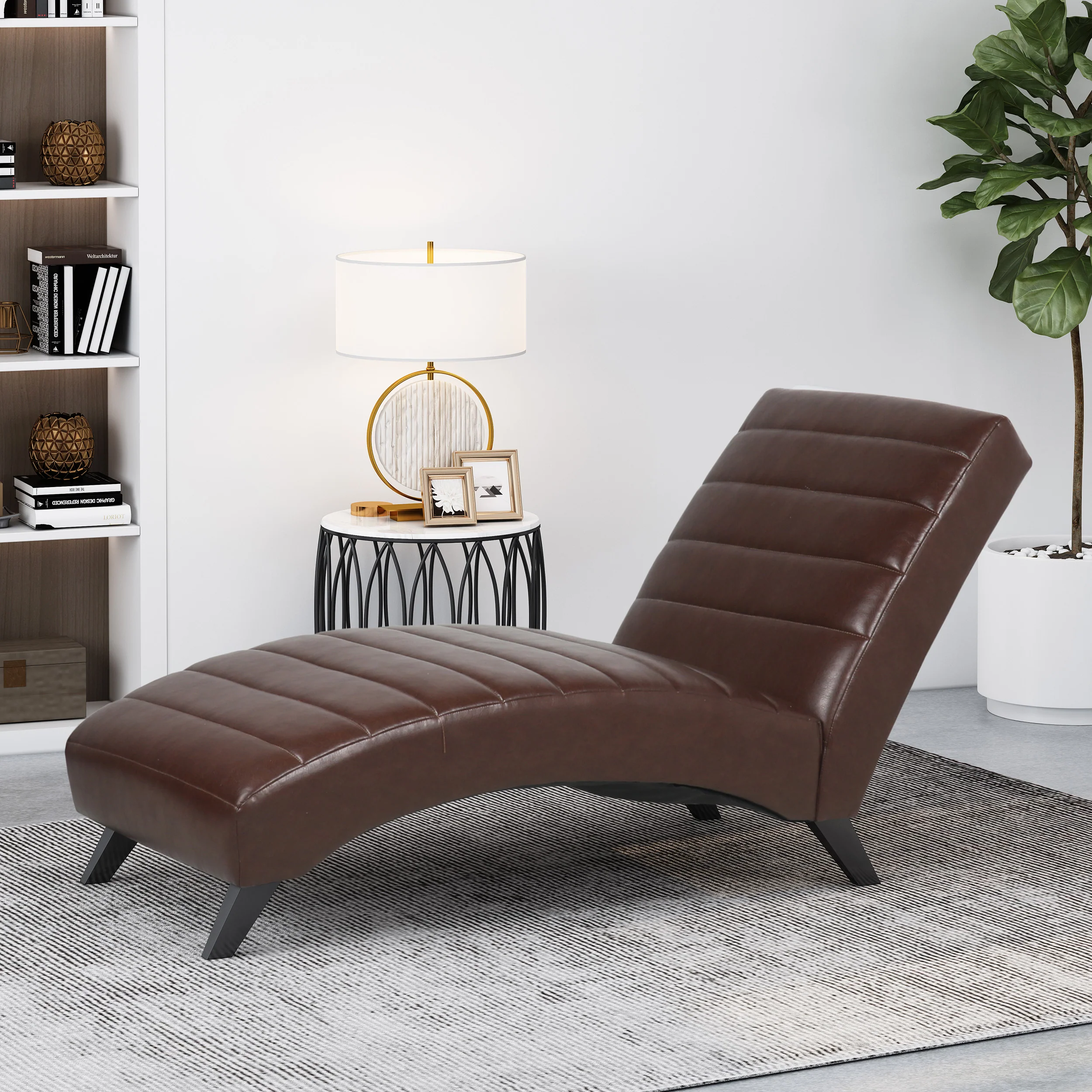 Metter Contemporary Channel Stitch Chaise Lounge - furnishings
