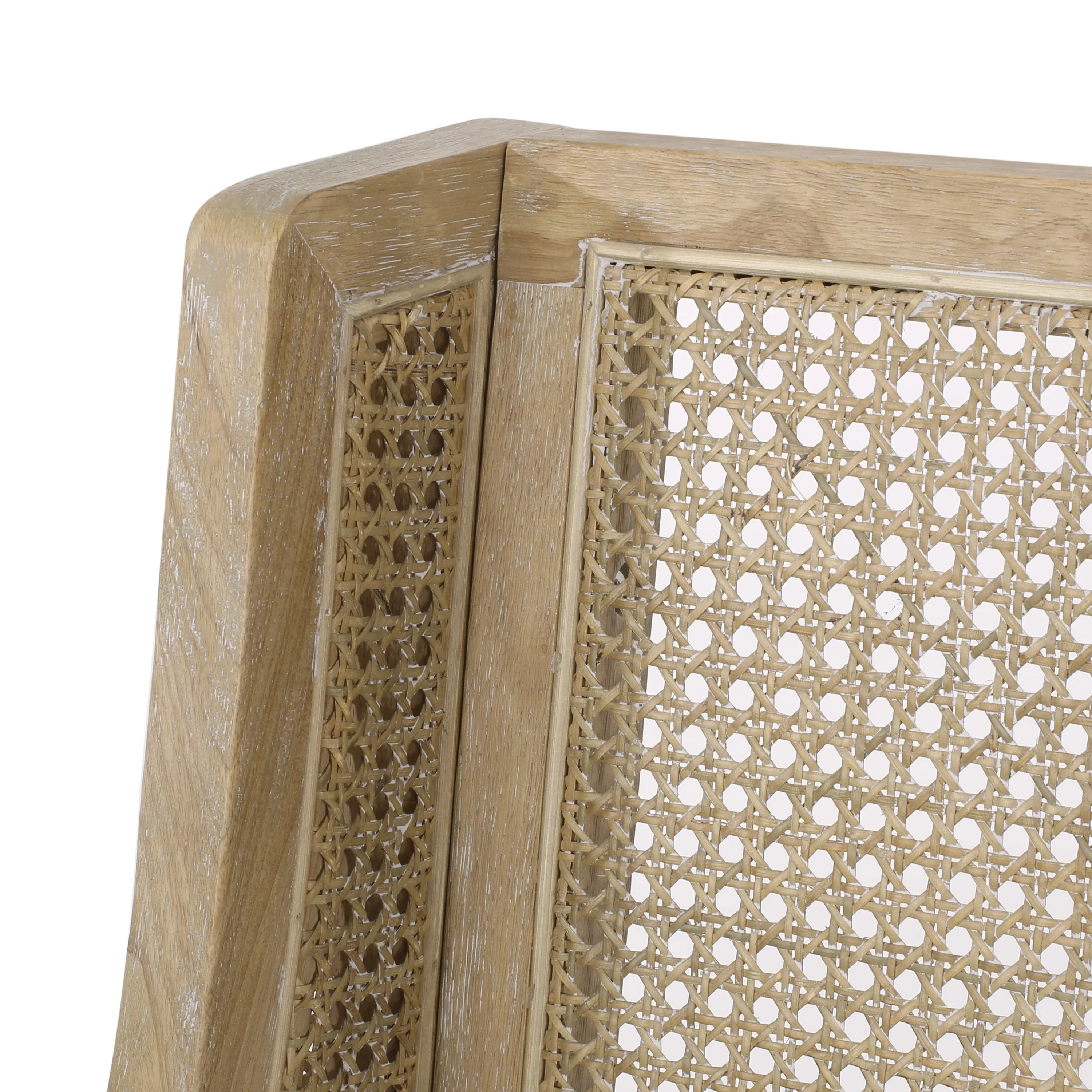 Wendell Rustic Cane and Wood Upholstered Dining Chairs, Set of 2 - furnishings
