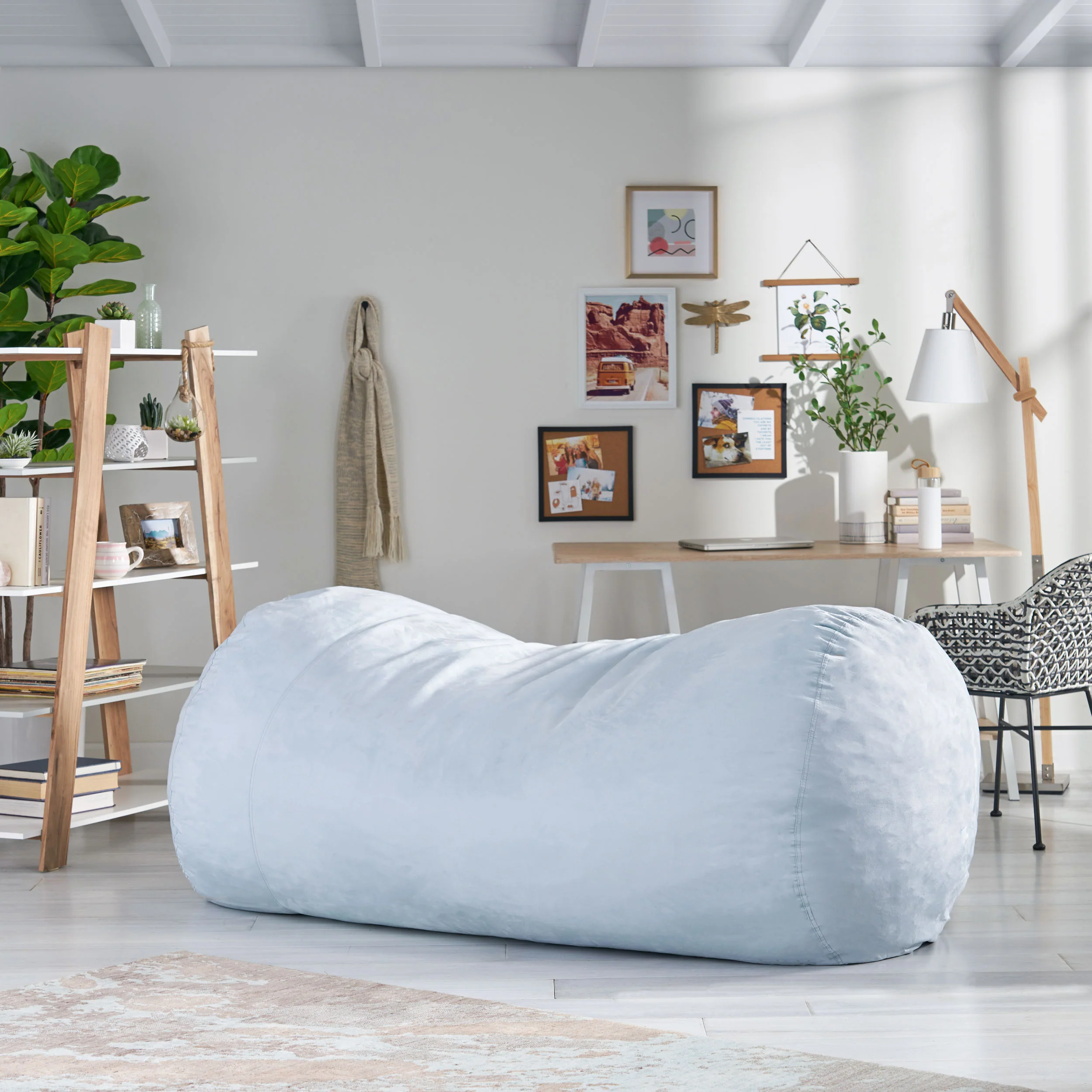 Tucker Modern 8 Foot Microfiber Pastel Bean Bag - furnishings
