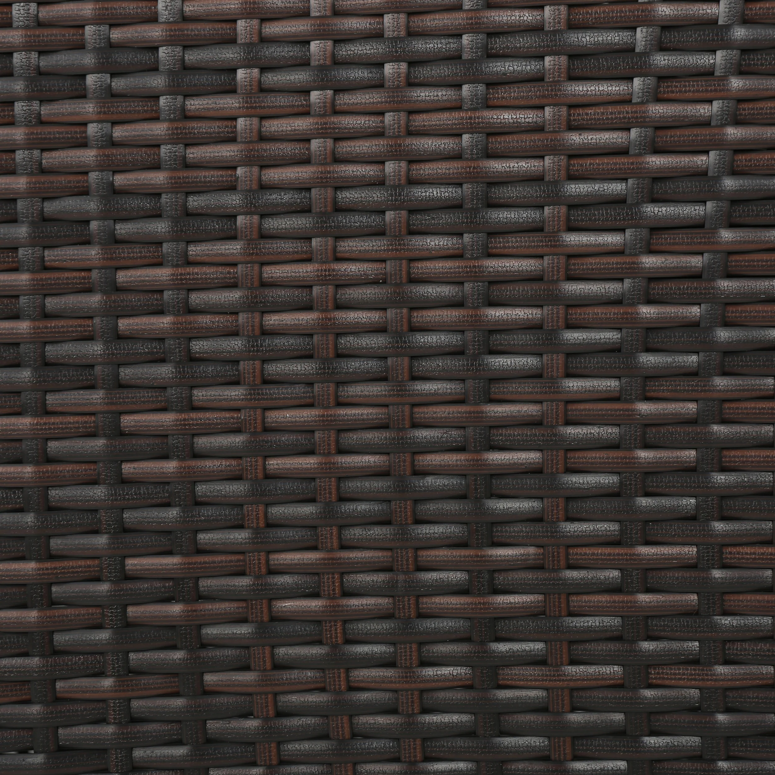 Shiny Outdoor 3 Piece Multibrown Wicker Round Dining Set with Light Brown Water Resistant Cushions - furnishings