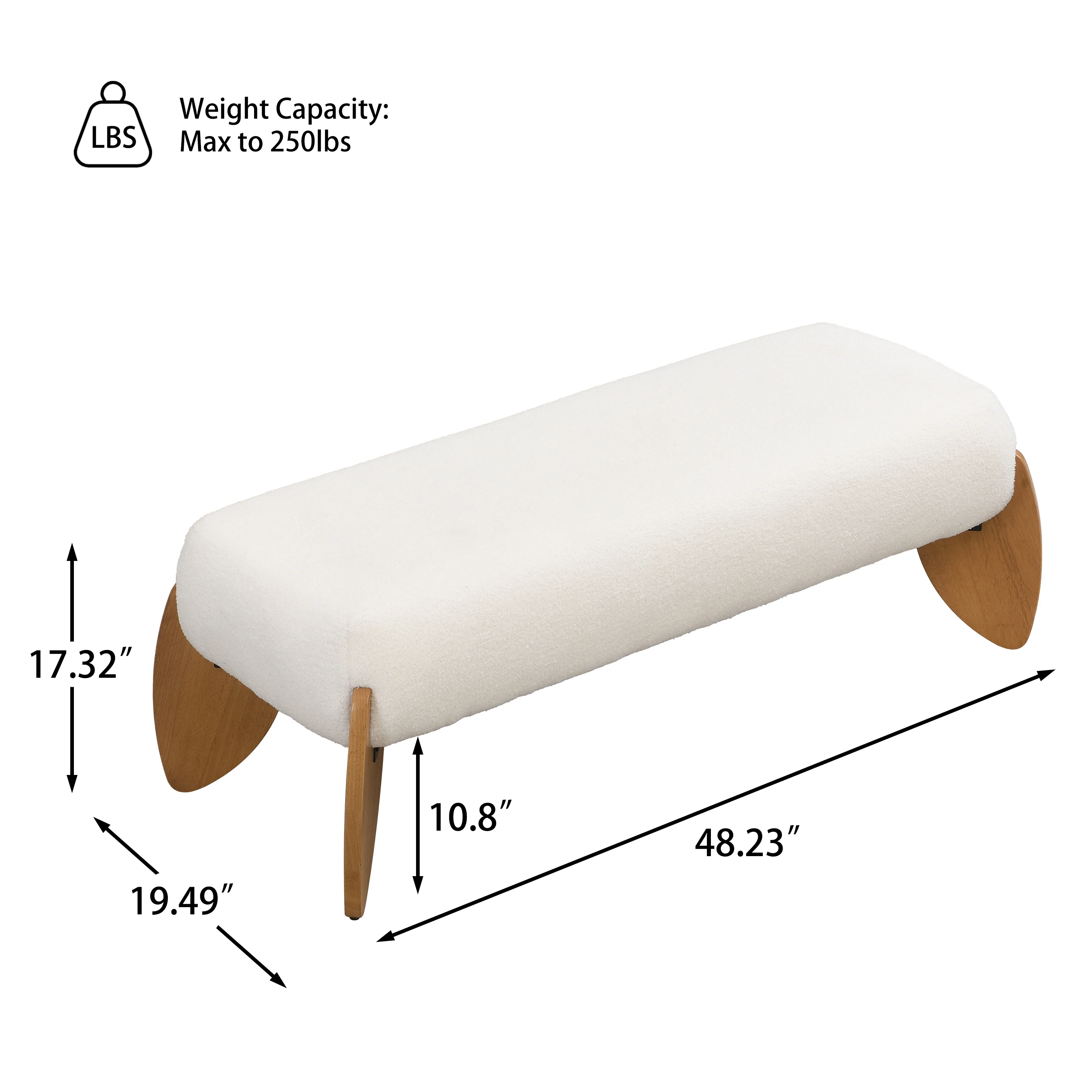 Sorena Modern Upholstered Loop Yarn Ottoman, Solid Wood - furnishings