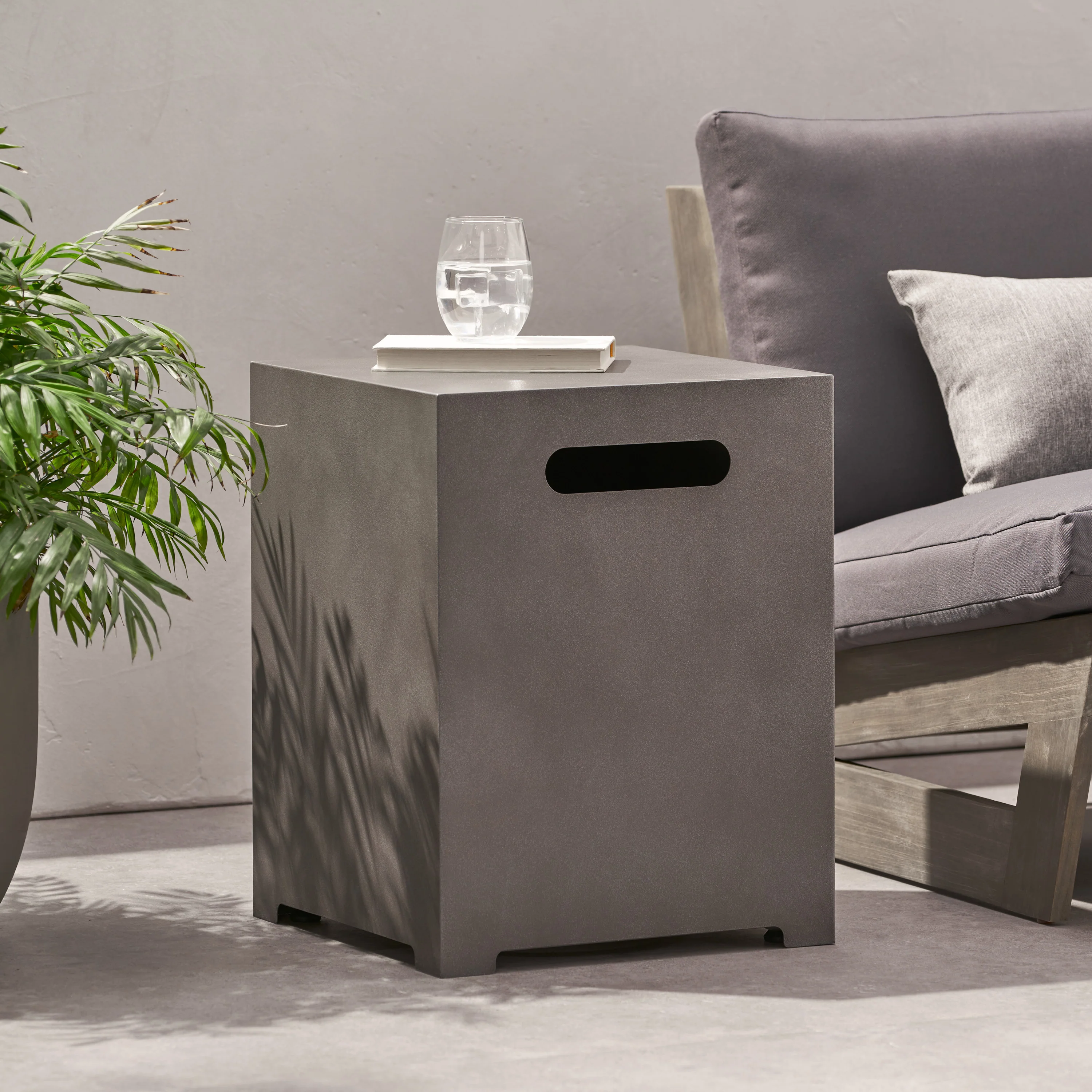 Jasmine Outdoor Metal Tank Holder Side Table - furnishings