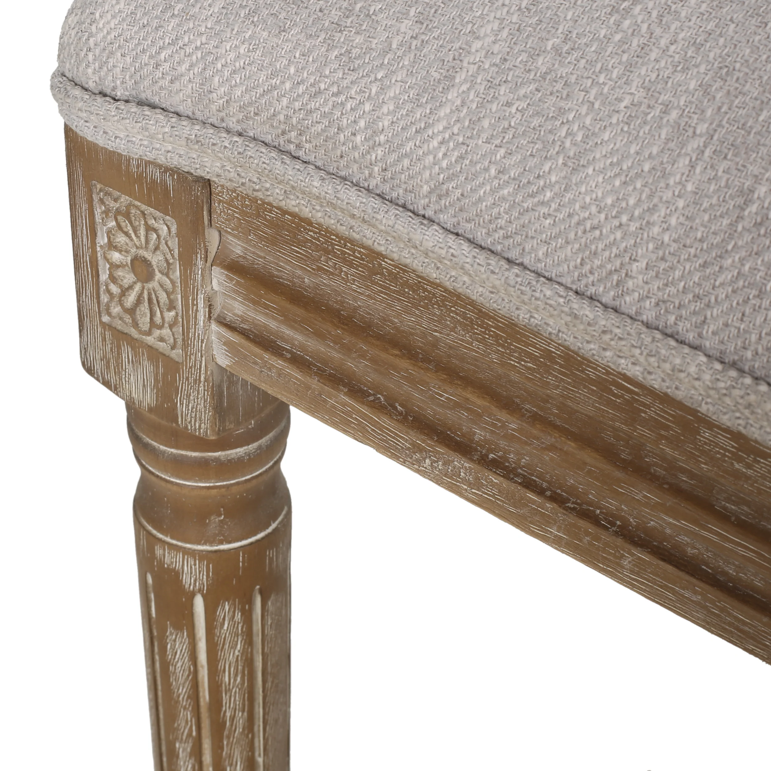 Fernleaf French Country Fabric Upholstered Wood and Cane Expandable 7 Piece Dining Set - furnishings