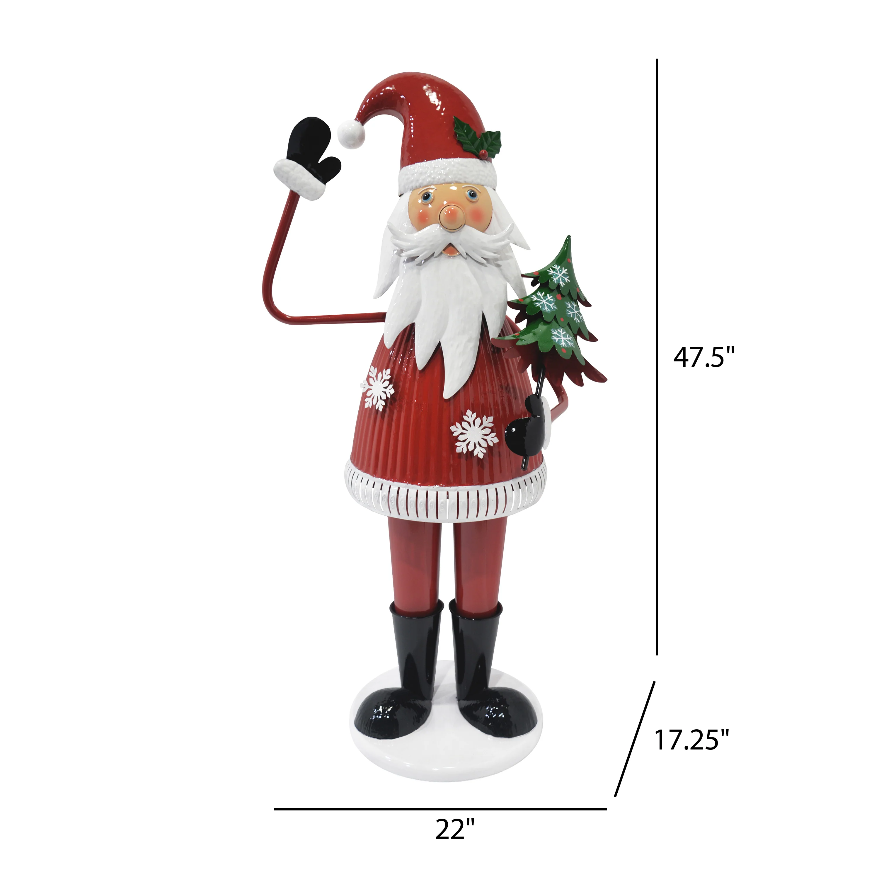 JoyfulJingle Cheerful Santa Claus Holding Tree and Waving Christmas decoration - furnishings