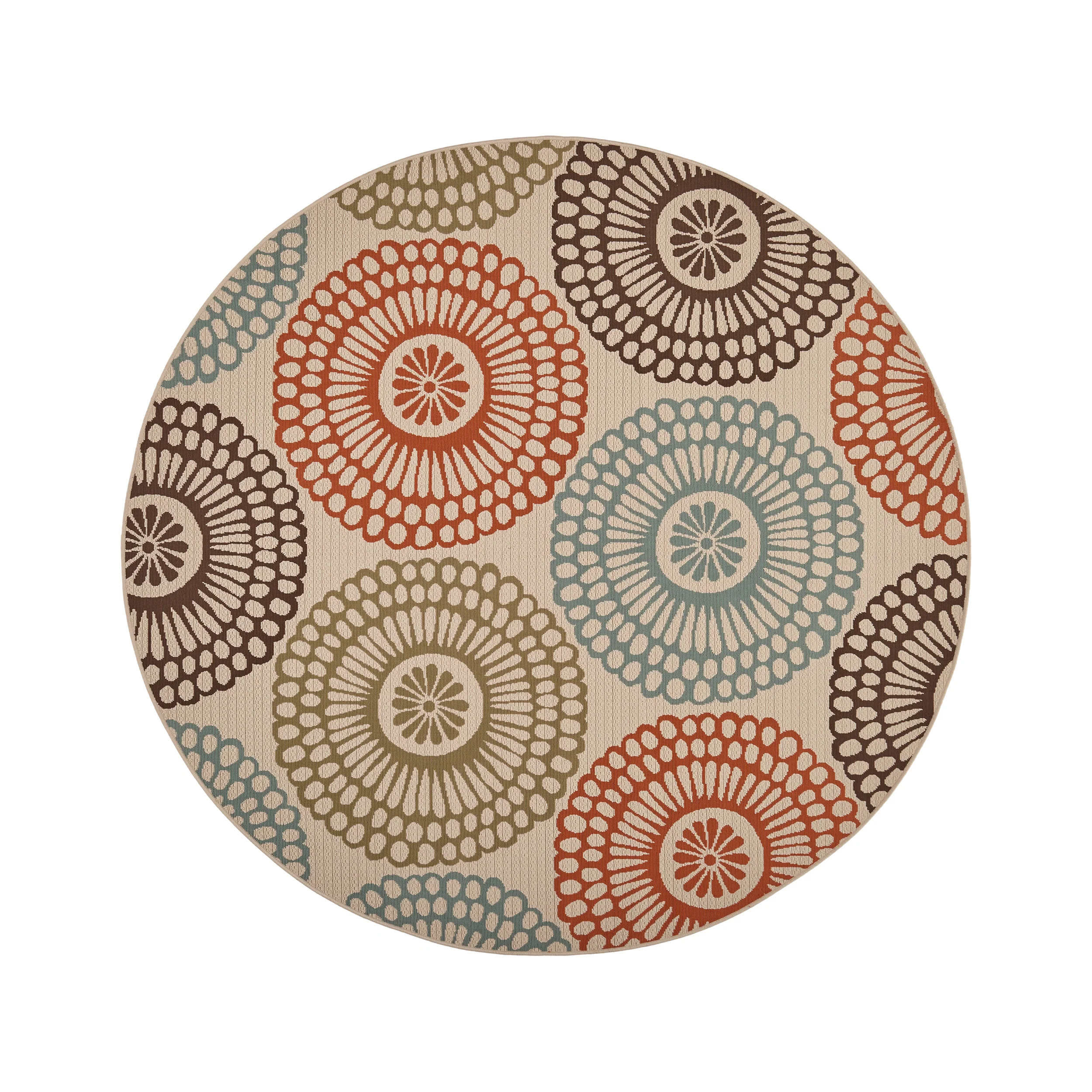 Pine Indoor/Outdoor Floral Area Rug, Beige and Multicolored - furnishings