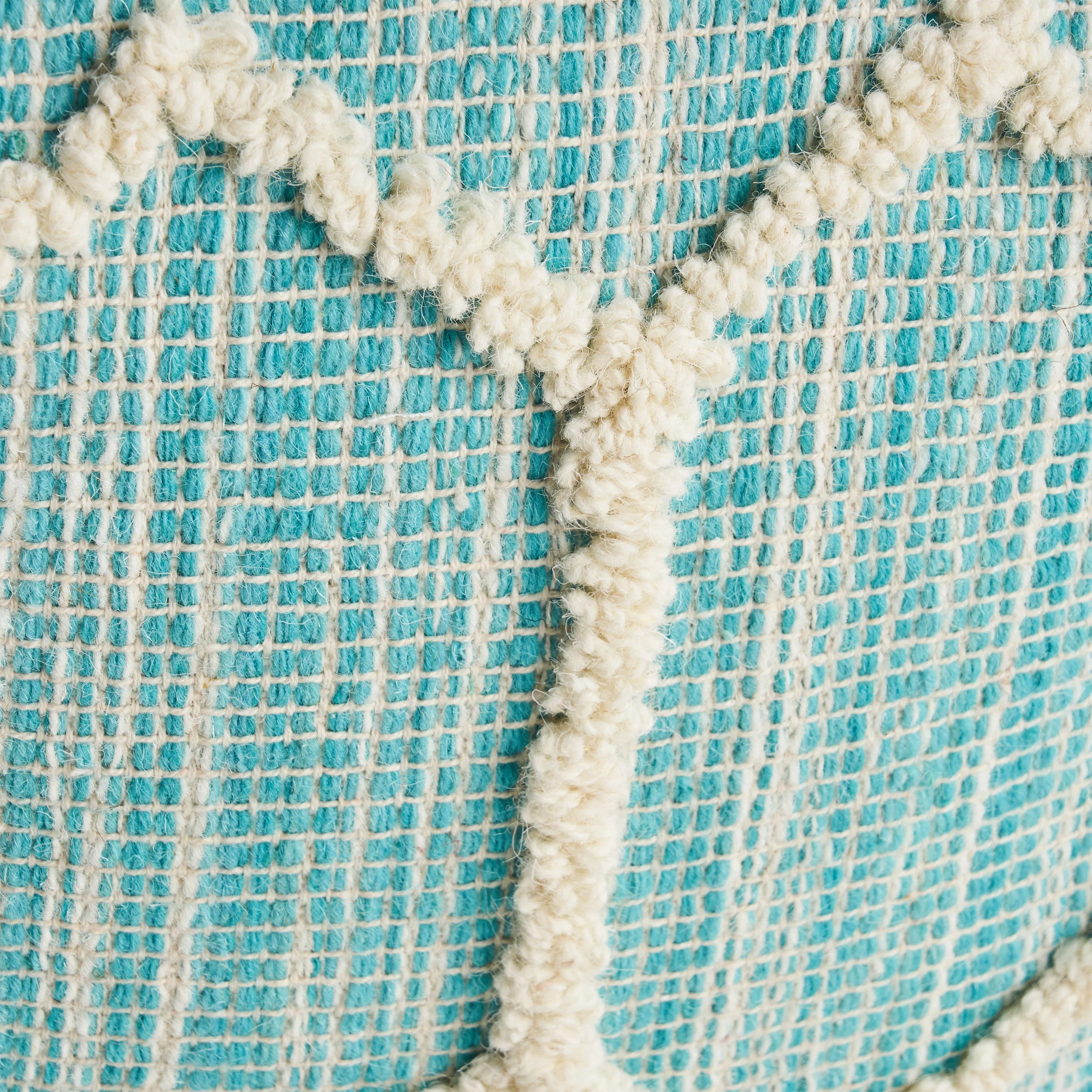 Erza Boho Wool and Cotton Ottoman Pouf - furnishings