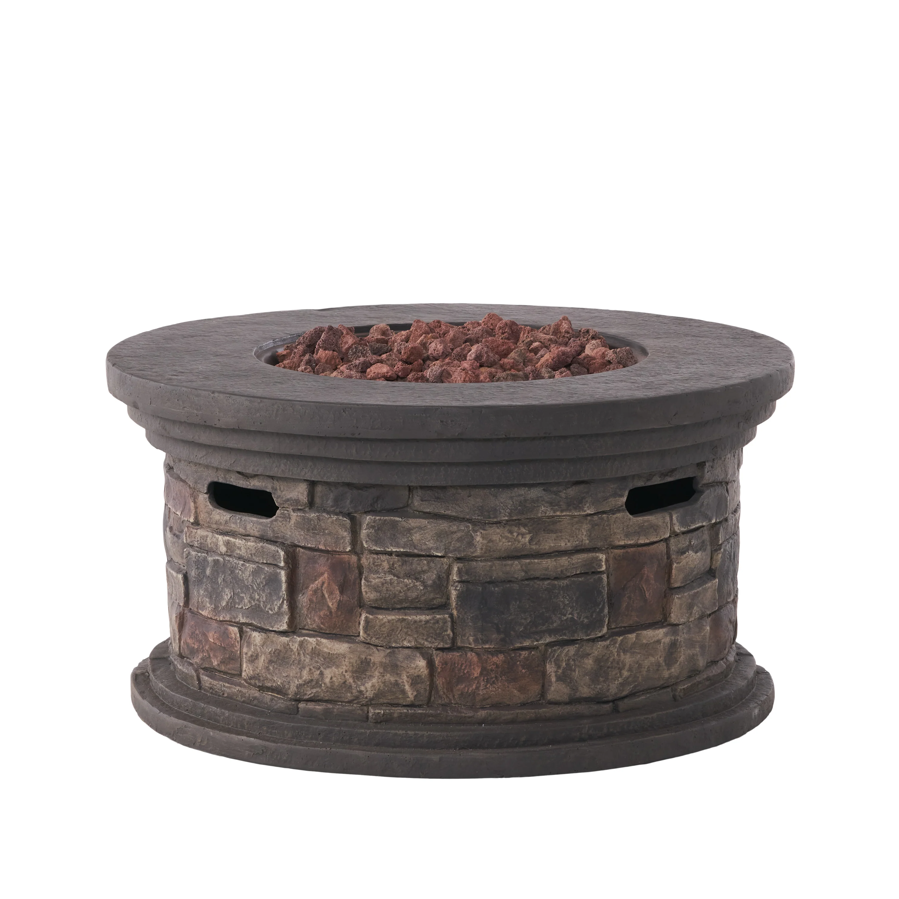 Troy Outdoor 40,000 BTU Lightweight Concrete Circular Fire Pit (No Tank Holder), Stone Finish - furnishings