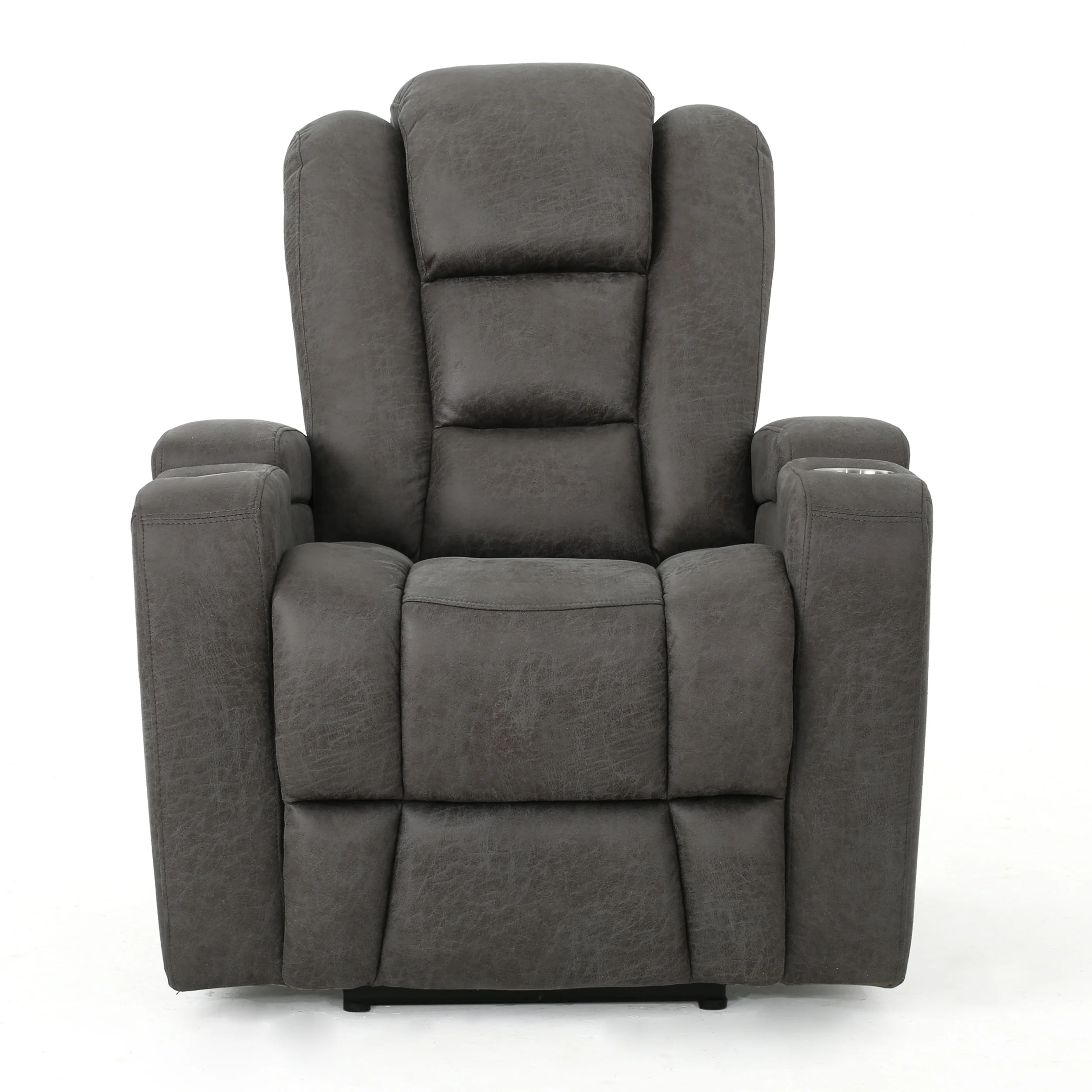 Everette Microfiber Power Recliner With Storage, USB Charger, and Cup Holder - furnishings
