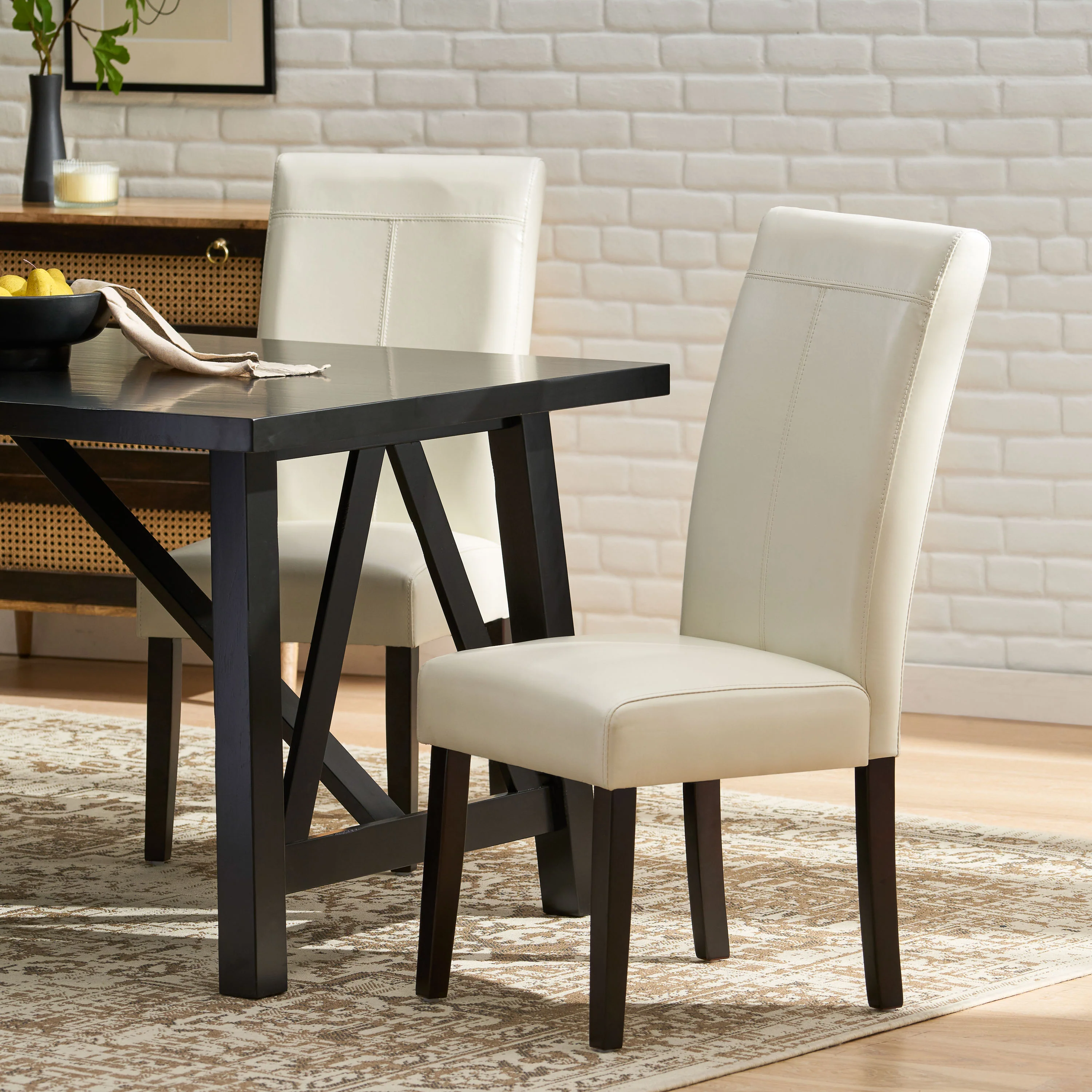 Percival T-Stitch Bonded Leather Dining Chairs (Set of 2) - furnishings