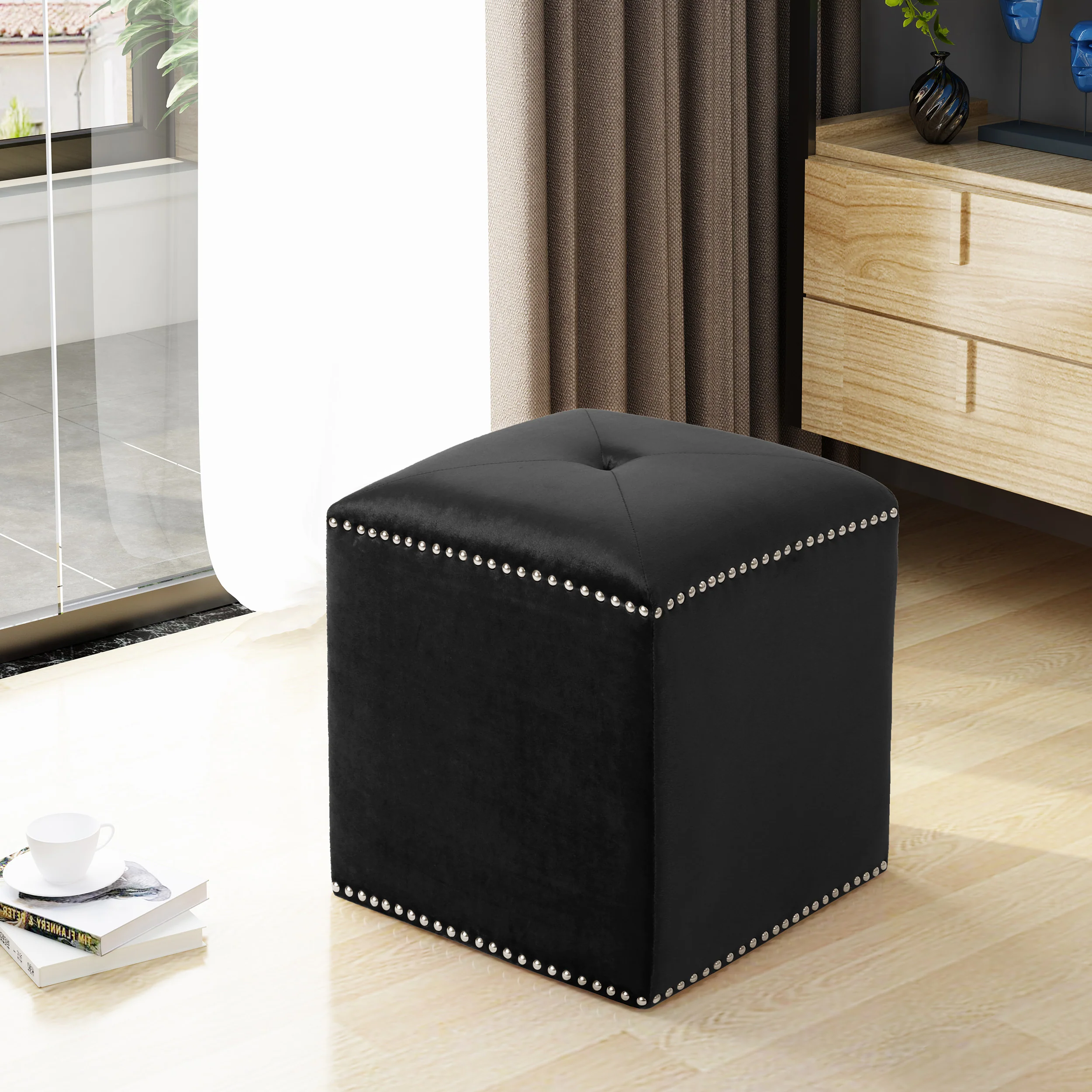 Liberty Glam Velvet Ottoman - furnishings