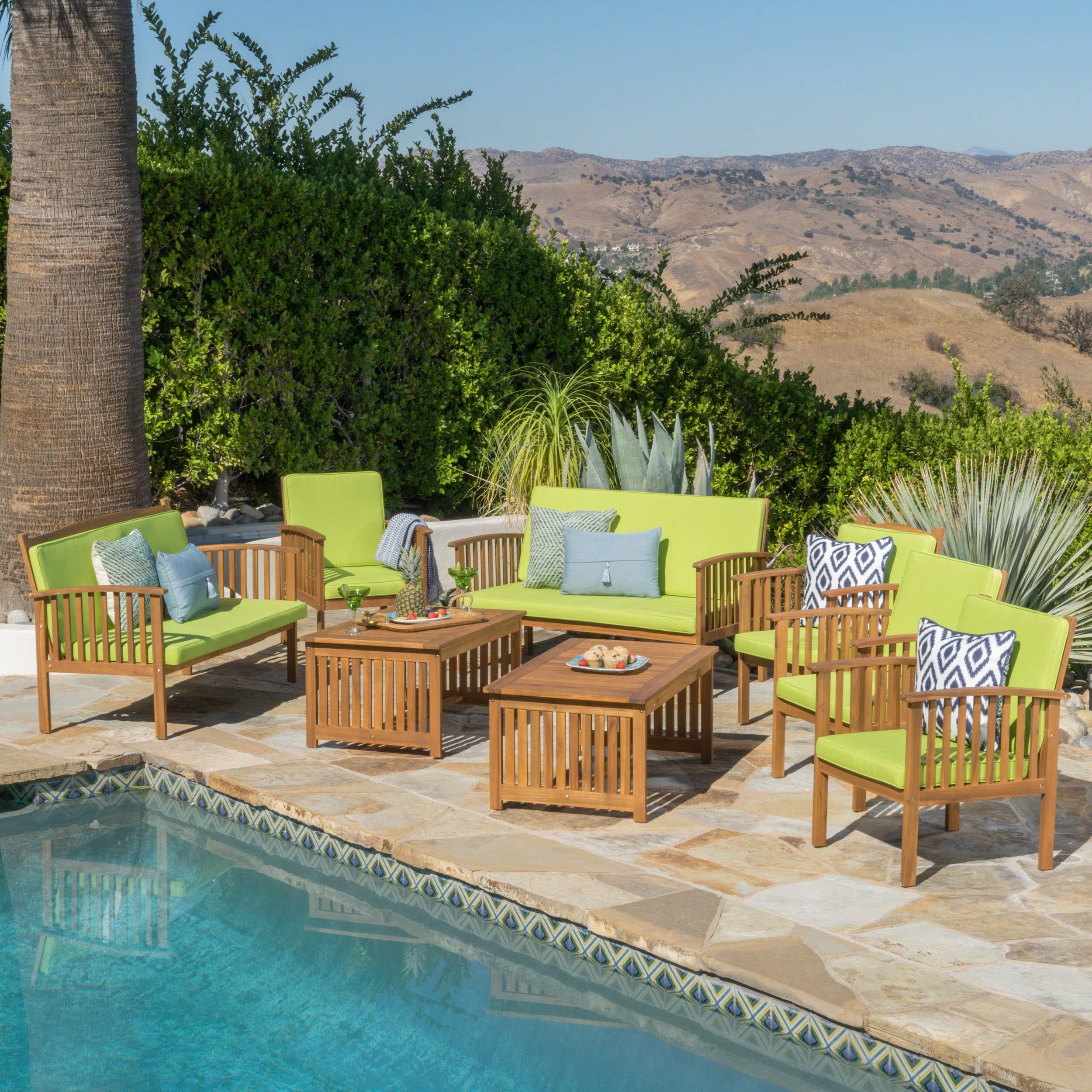 Cape Town Acacia Wood Outdoor Sofa Set - furnishings