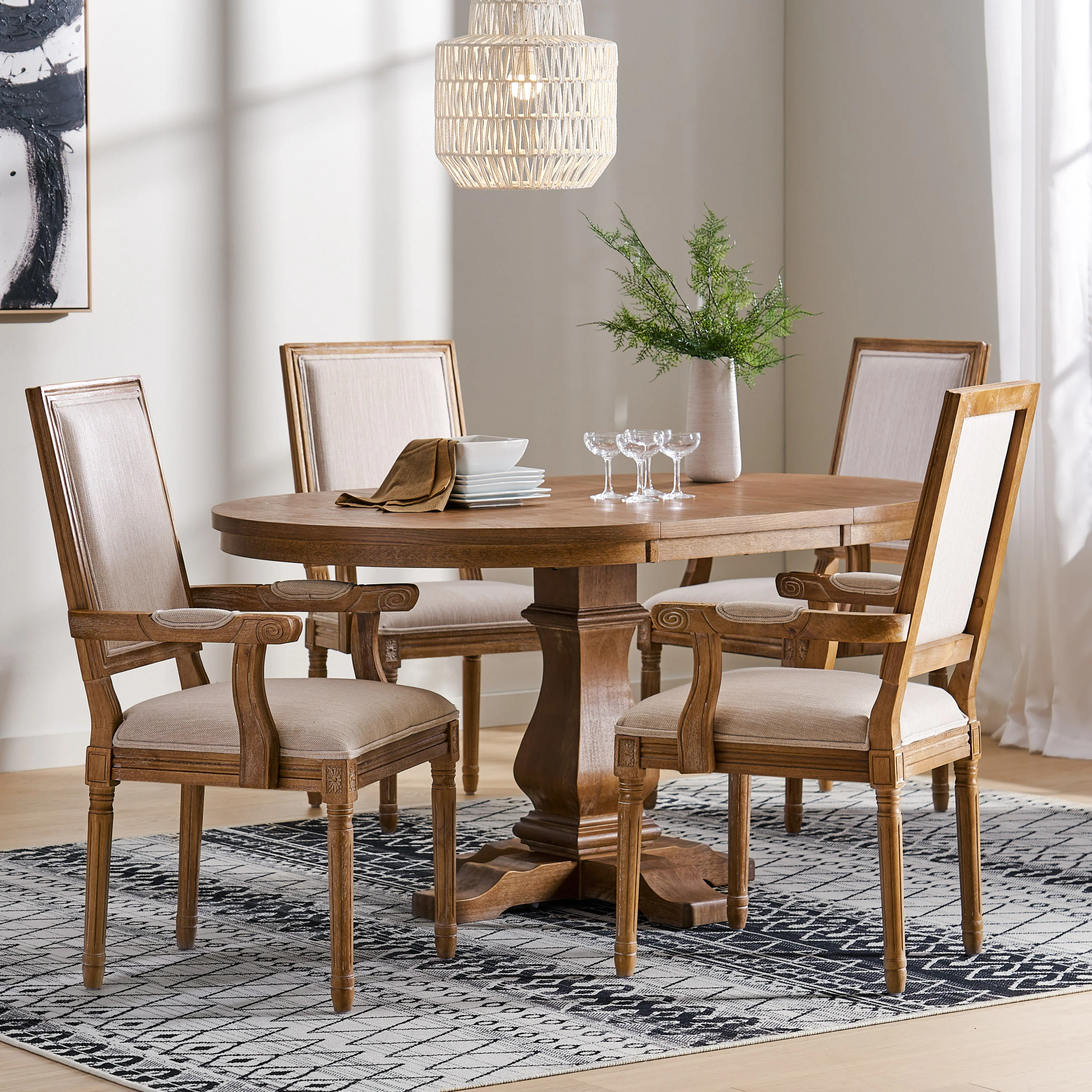 Ashlyn French Country Wood 5-Piece Expandable Dining Set - furnishings