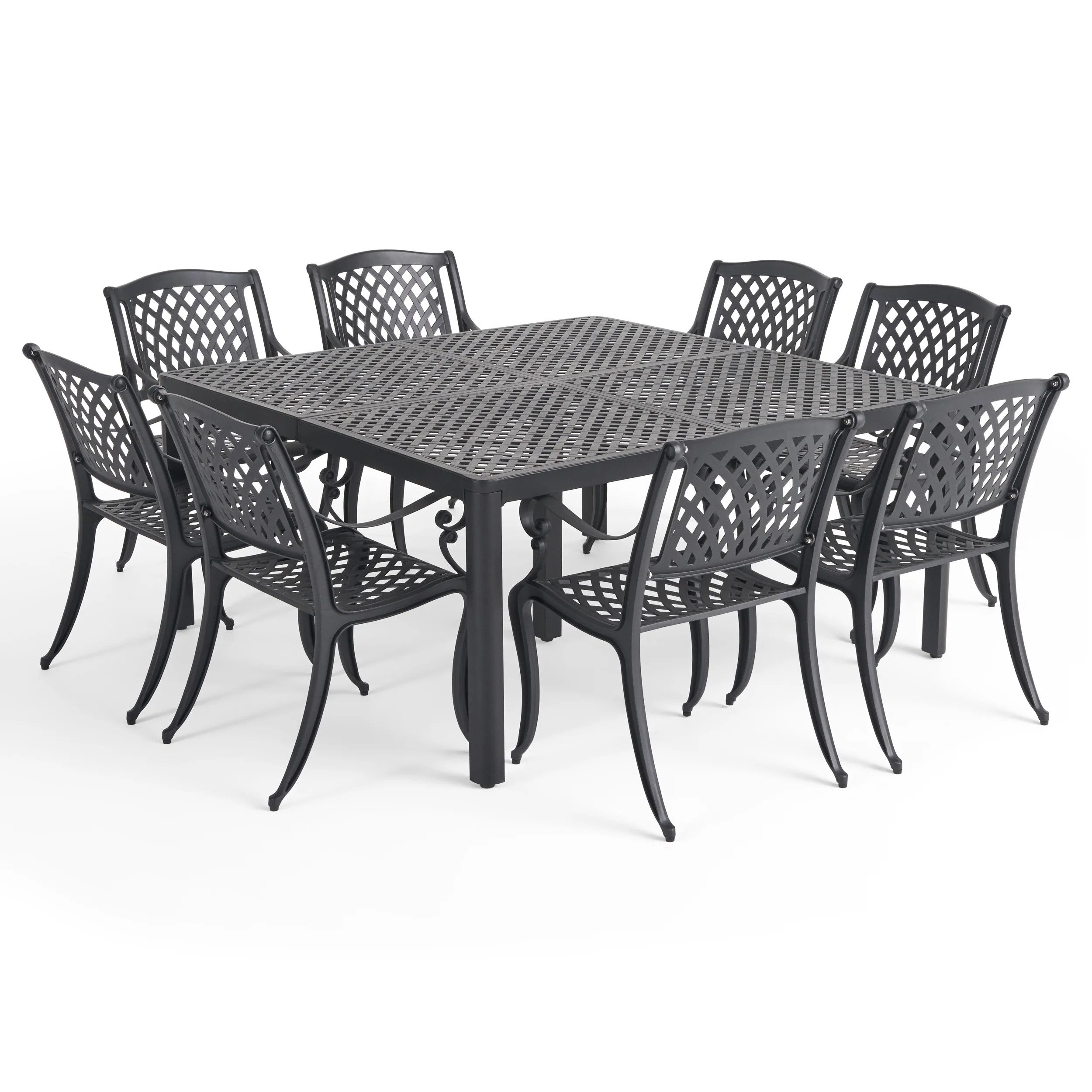 Freda Outdoor Aluminum 8 Seater Dining Set - furnishings